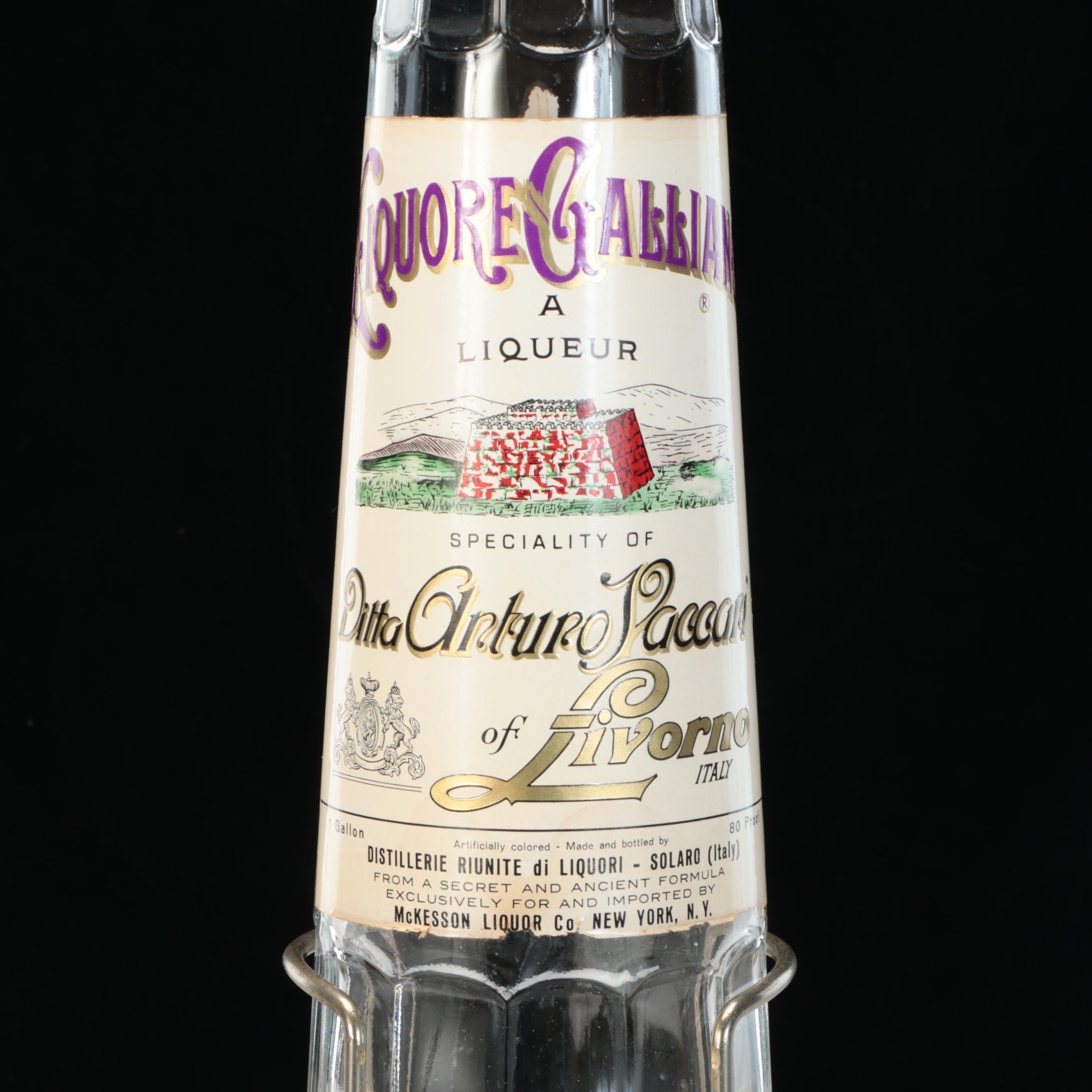 Italian Liquore Galliano Footed Glass Bottle with Spigot, 20th Century