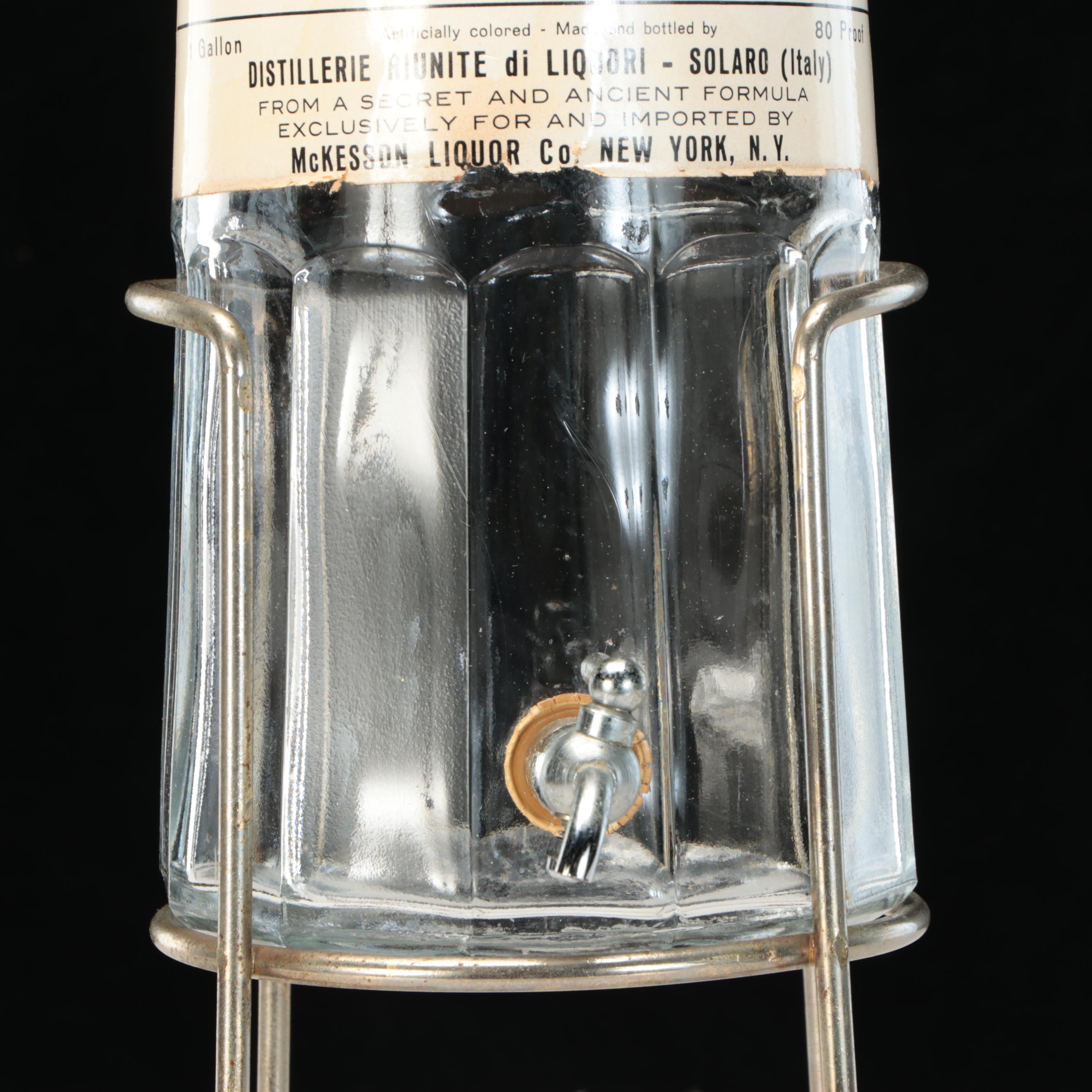 Italian Liquore Galliano Footed Glass Bottle with Spigot, 20th Century