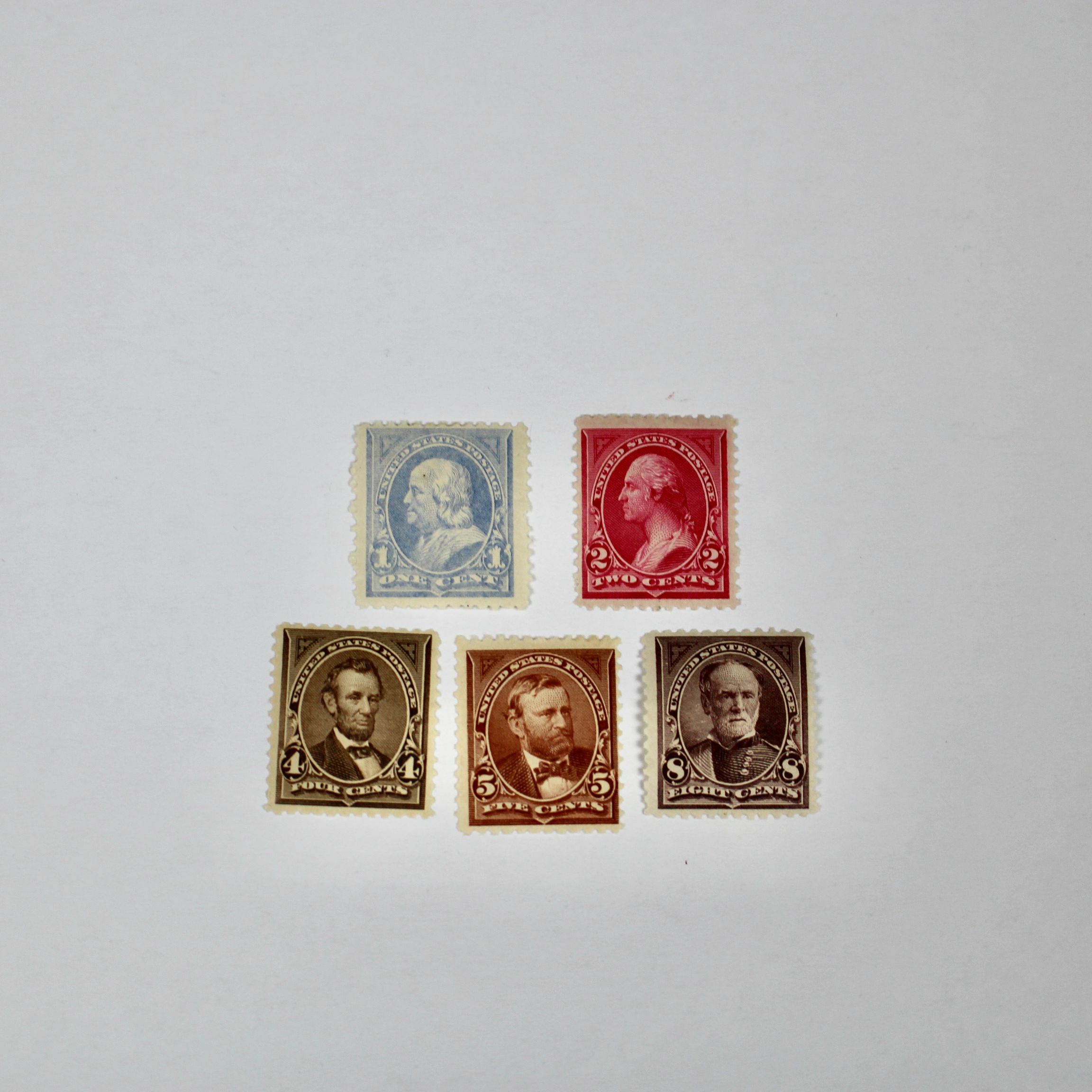 Five Mint Condition 1894 Regular Issue U.S. Postage Stamps