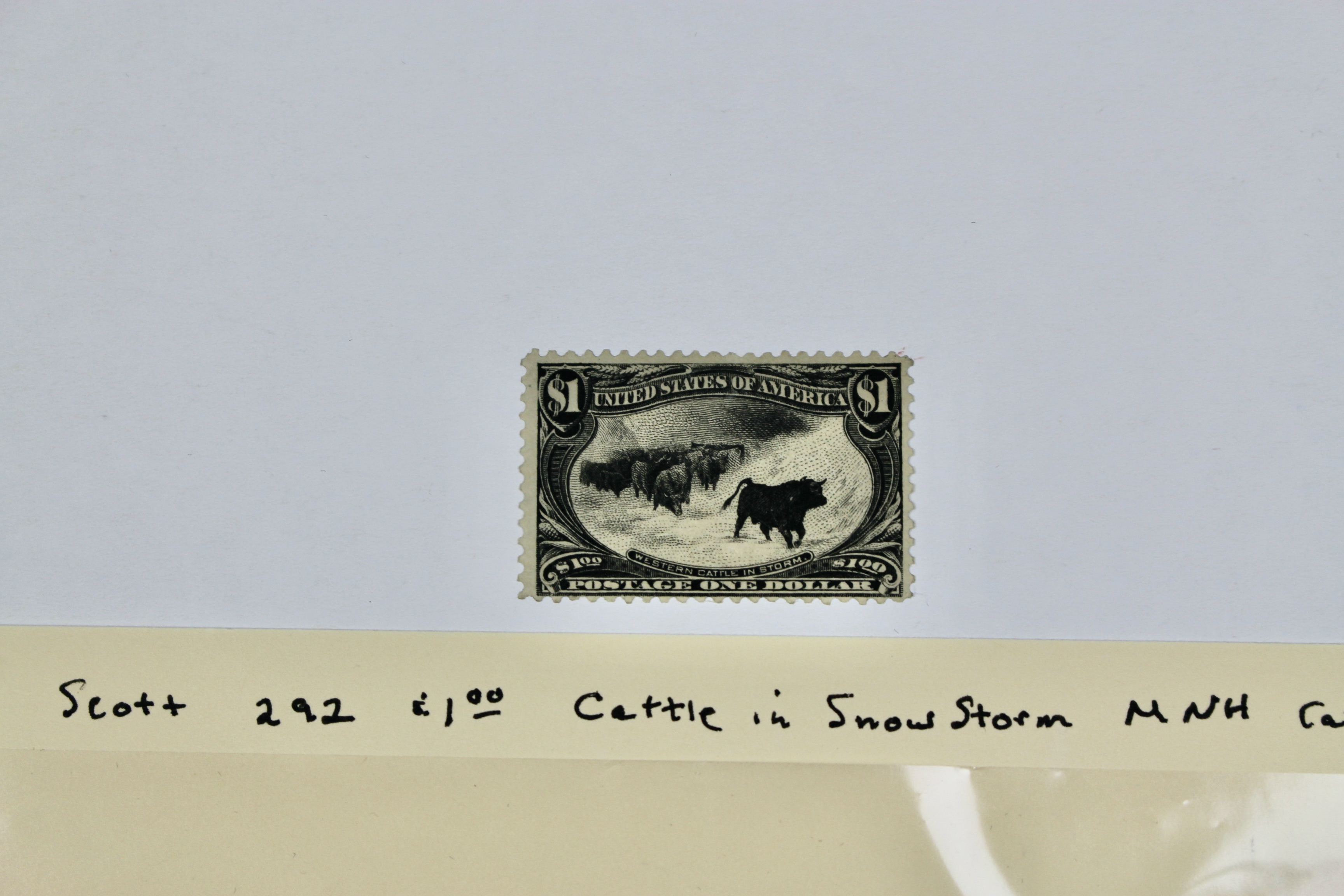 Mint Never Hinged Scott 292 $1 Cattle in Snowstorm U.S. Postage Stamp