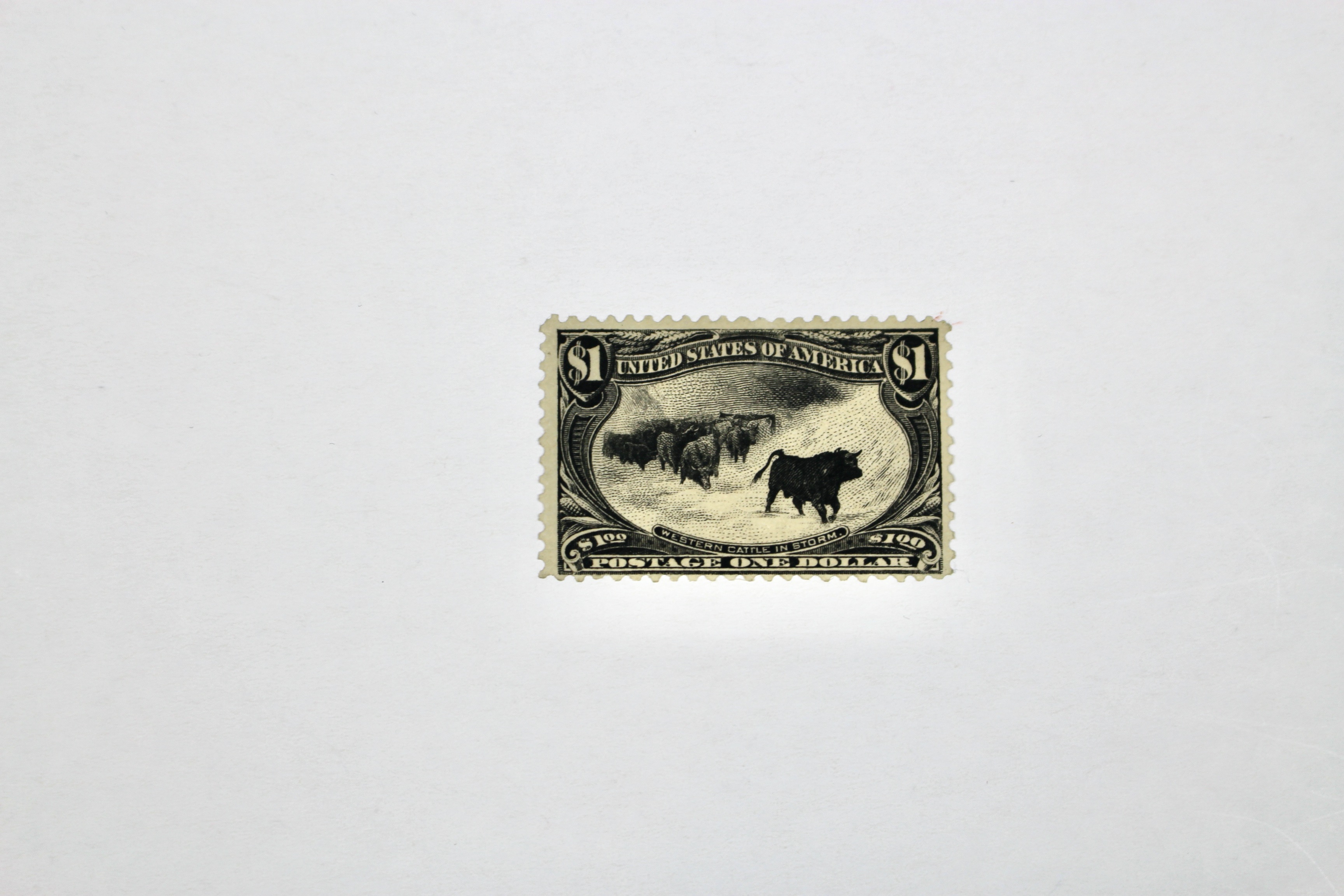 Mint Never Hinged Scott 292 $1 Cattle in Snowstorm U.S. Postage Stamp