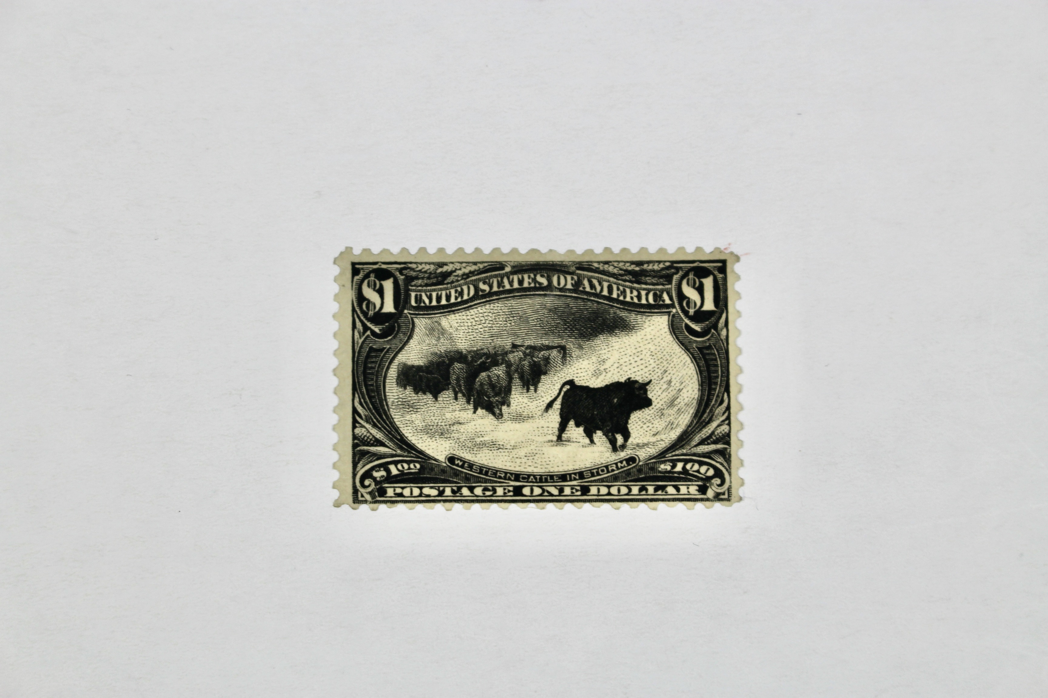 Mint Never Hinged Scott 292 $1 Cattle in Snowstorm U.S. Postage Stamp