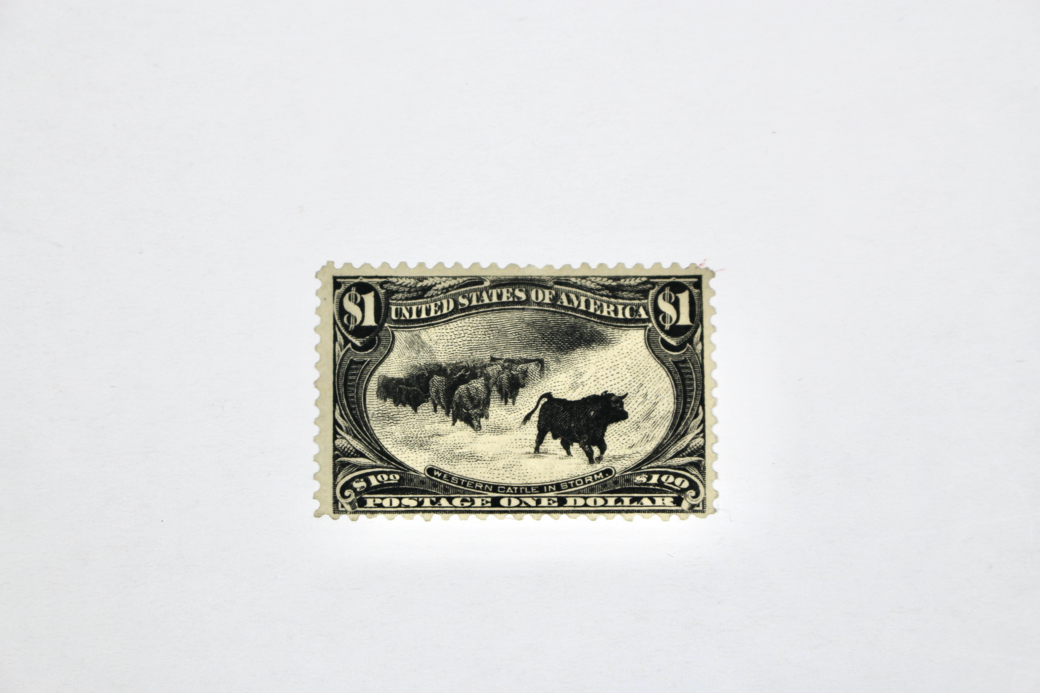 Mint Never Hinged Scott 292 $1 Cattle in Snowstorm U.S. Postage Stamp