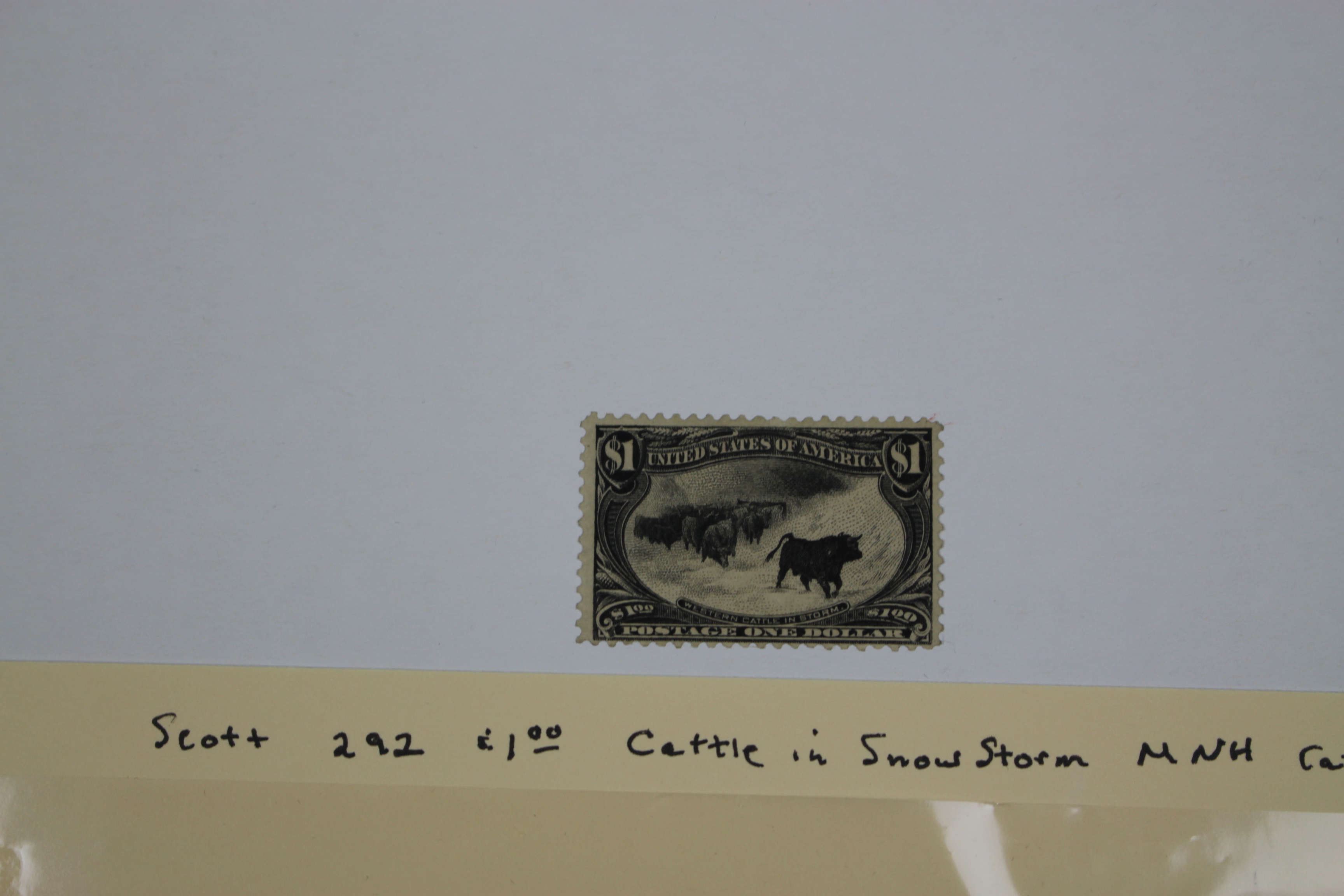 Mint Never Hinged Scott 292 $1 Cattle in Snowstorm U.S. Postage Stamp