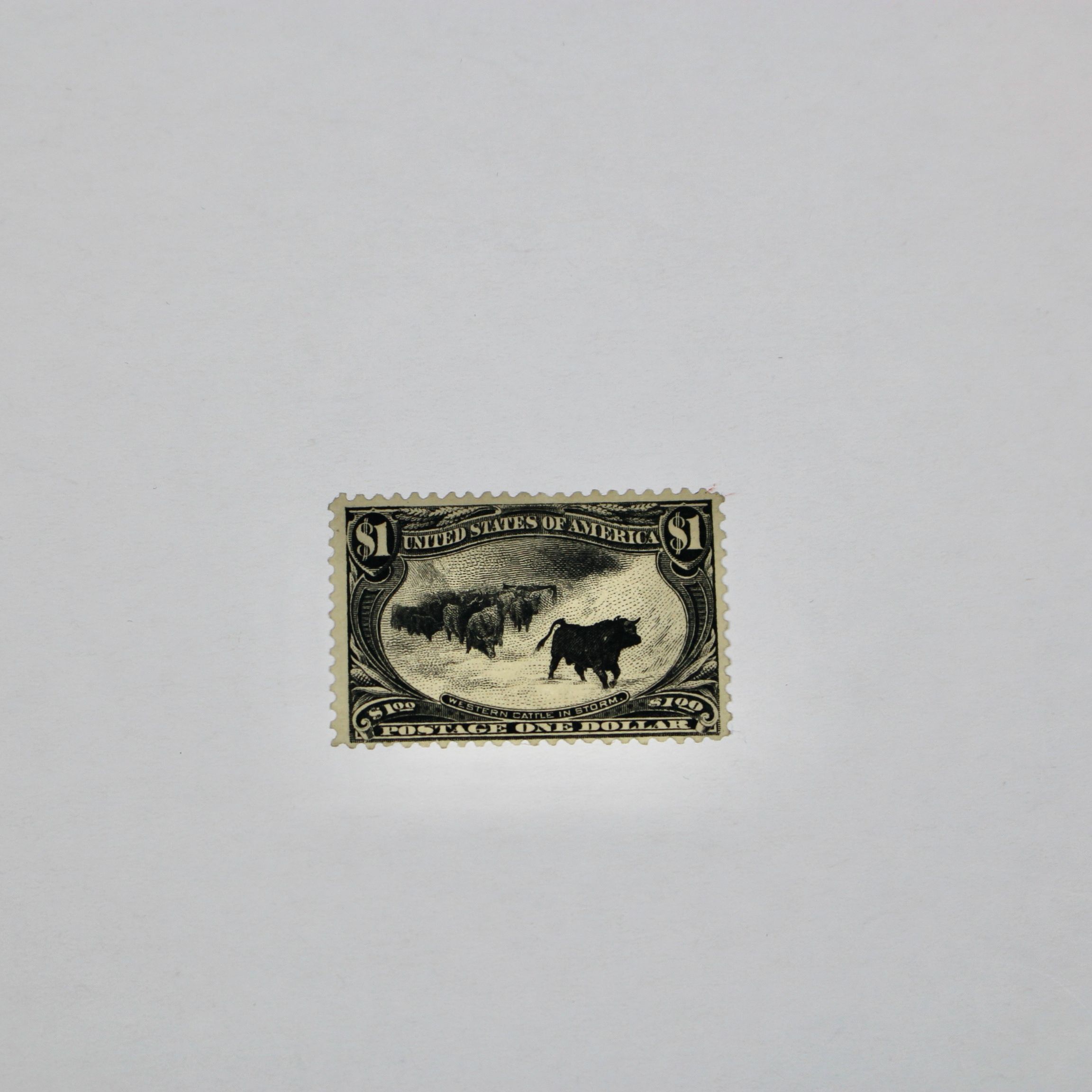 Mint Never Hinged Scott 292 $1 Cattle in Snowstorm U.S. Postage Stamp