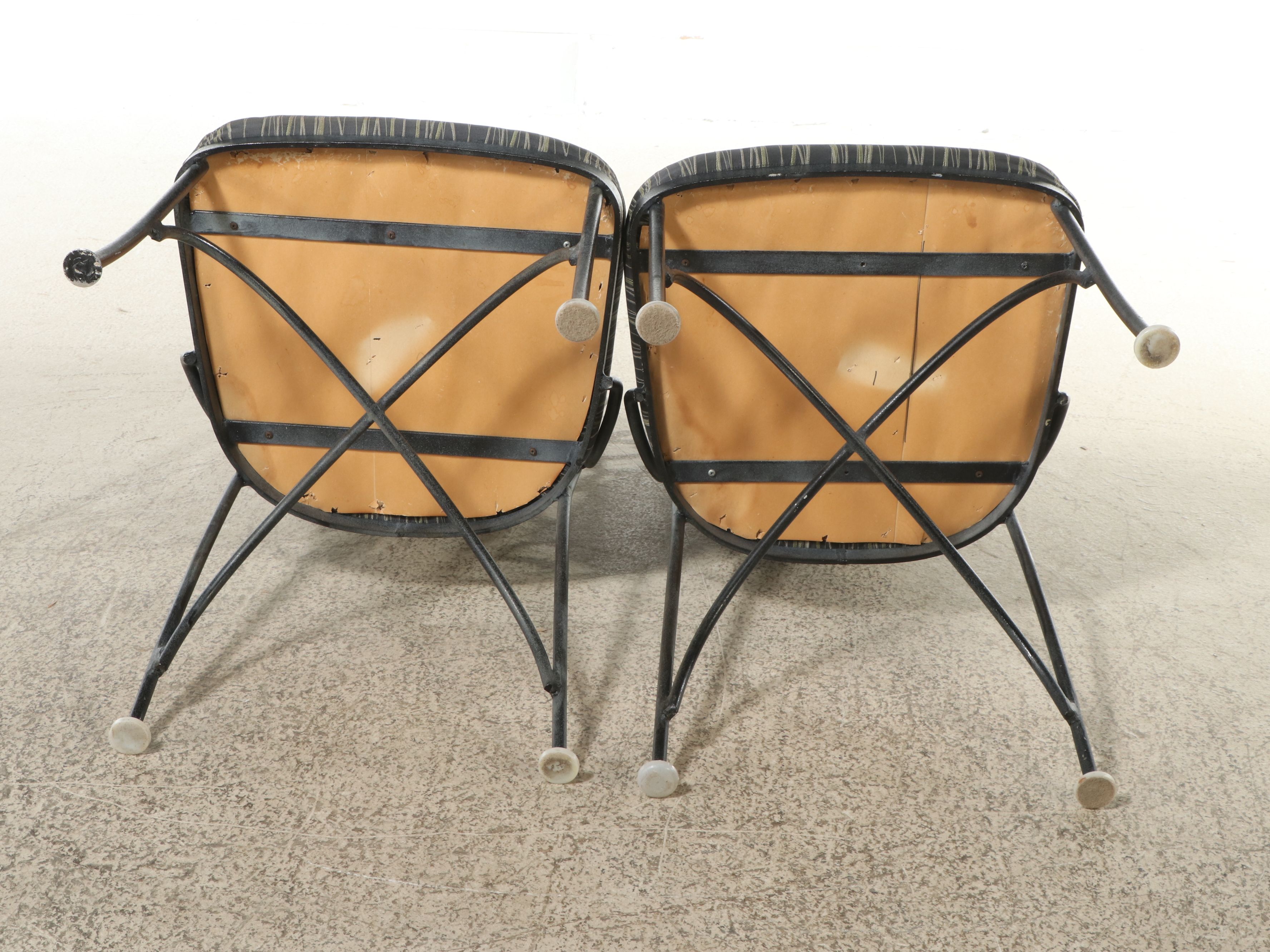 Pair of Wrought Iron Side Chairs with Drop-Leaf Bistro Table