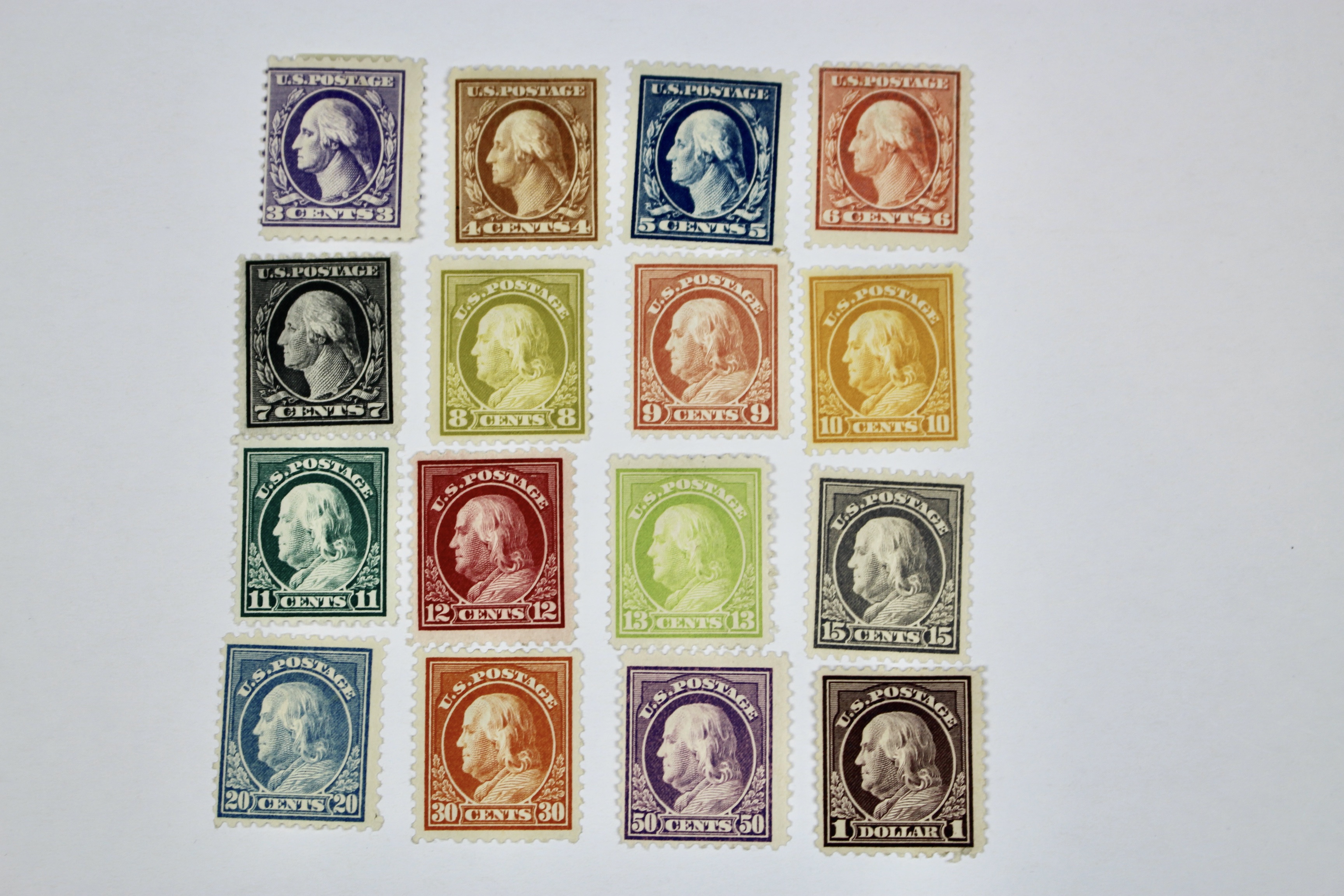 1917 to 1919 U.S. Regular Issue Mint Hinged Postage Stamps