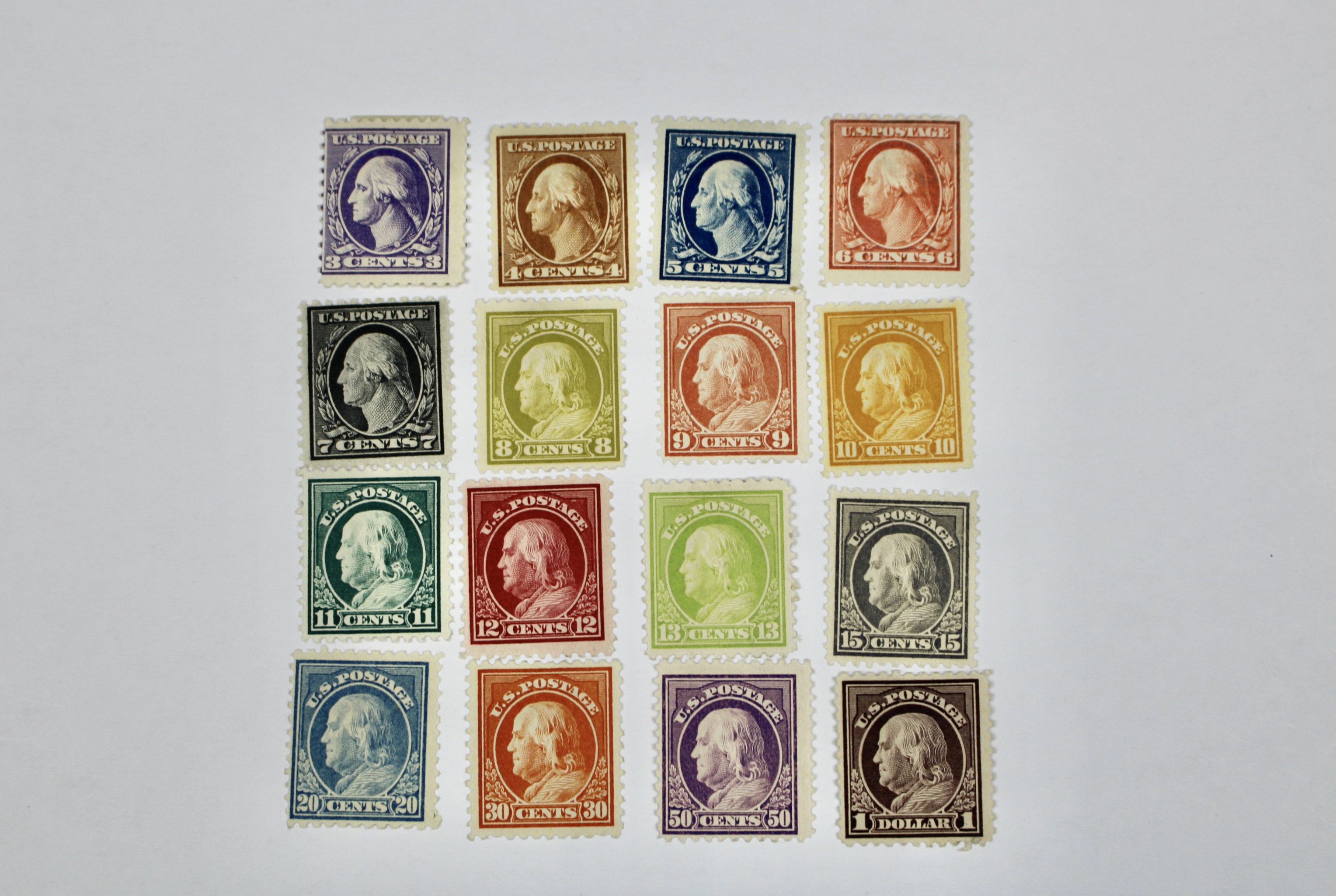1917 to 1919 U.S. Regular Issue Mint Hinged Postage Stamps