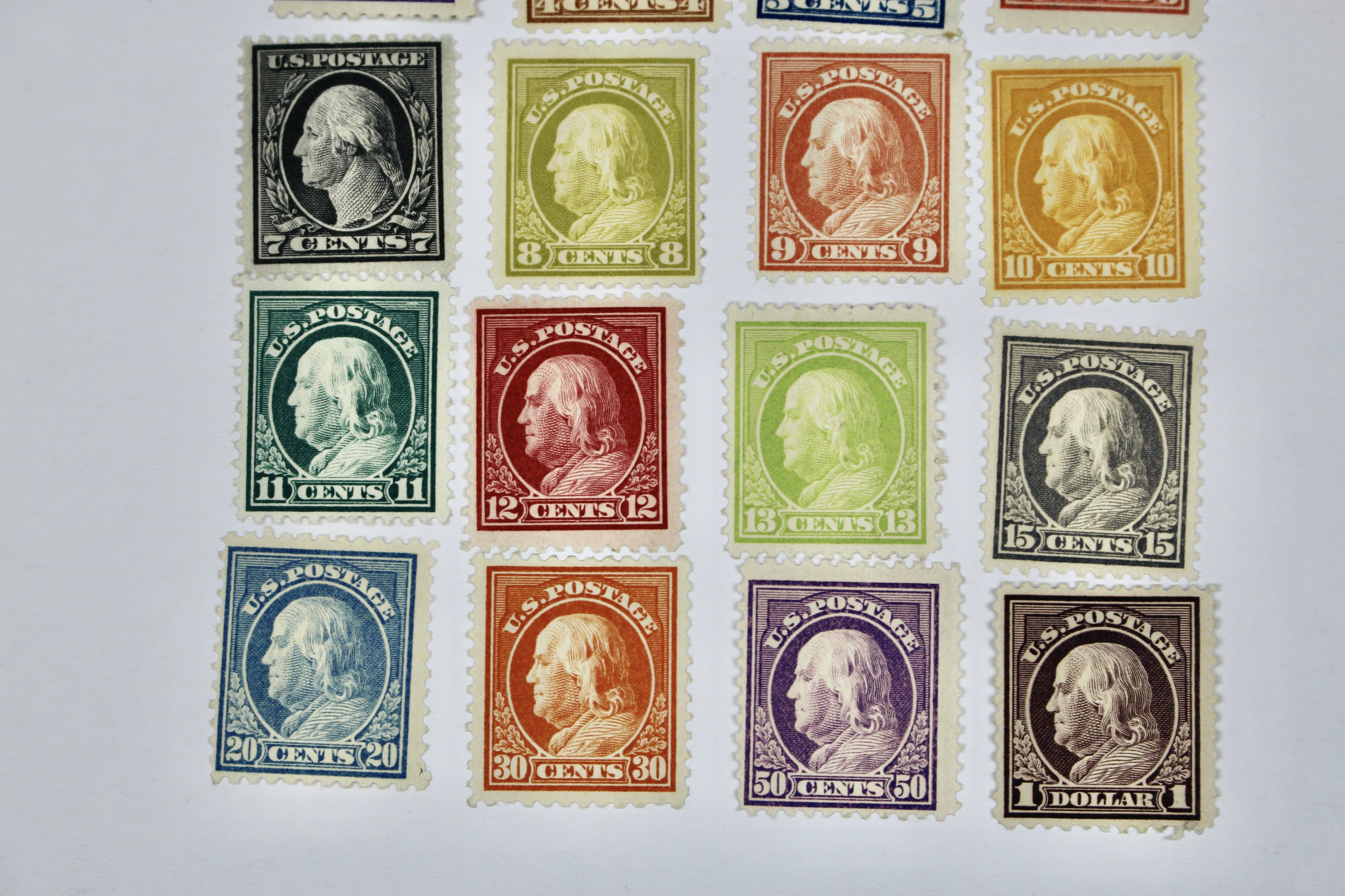 1917 to 1919 U.S. Regular Issue Mint Hinged Postage Stamps