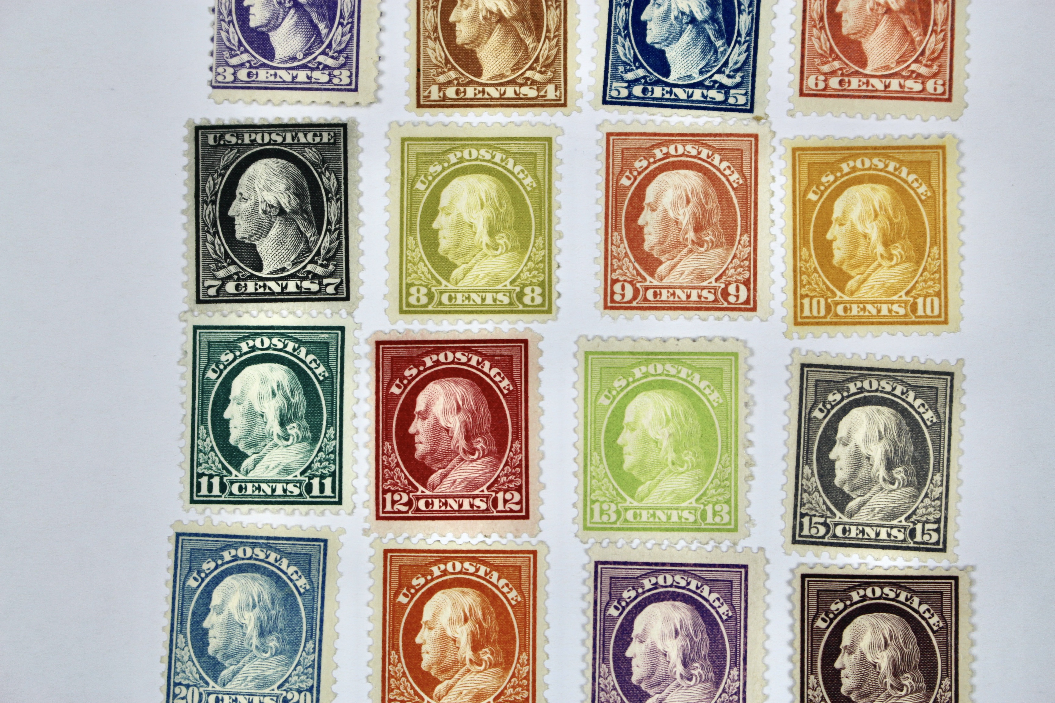 1917 to 1919 U.S. Regular Issue Mint Hinged Postage Stamps