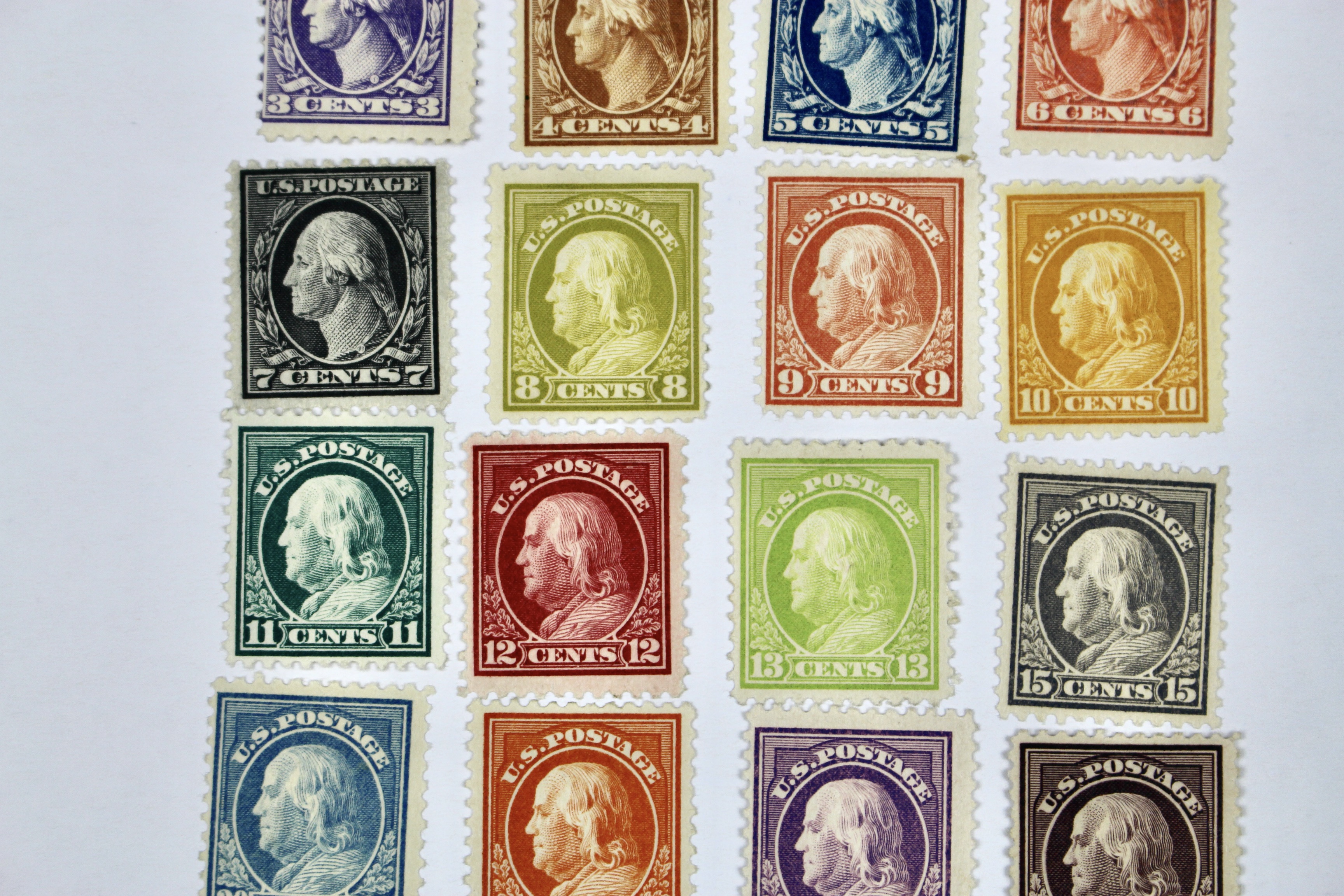 1917 to 1919 U.S. Regular Issue Mint Hinged Postage Stamps