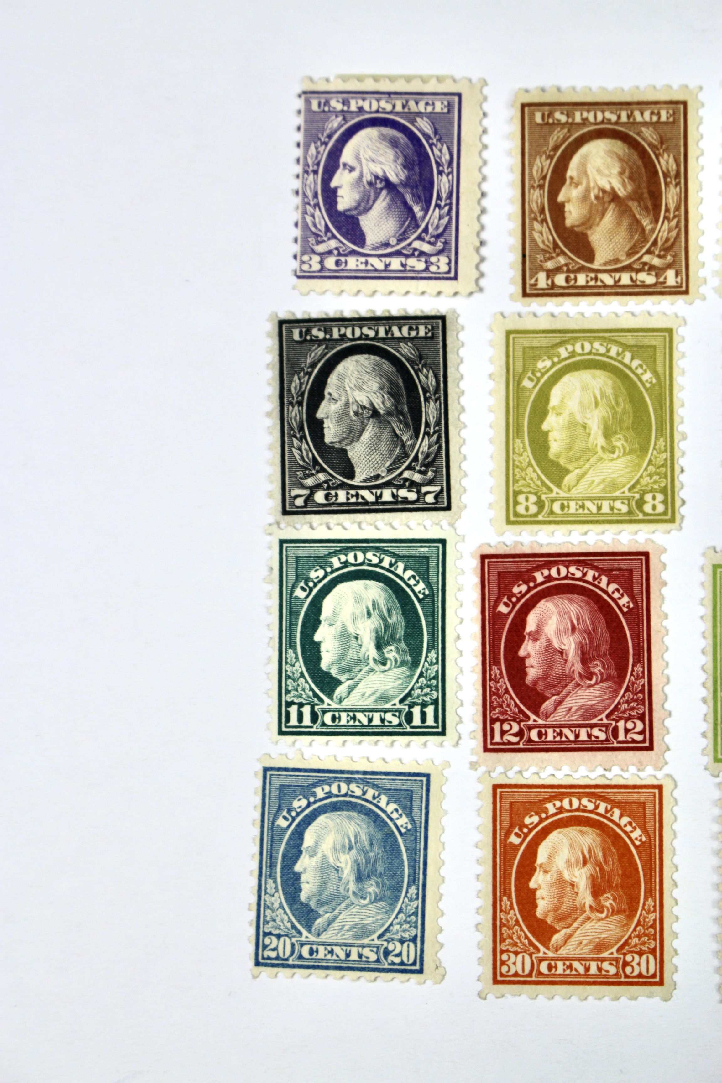 1917 to 1919 U.S. Regular Issue Mint Hinged Postage Stamps