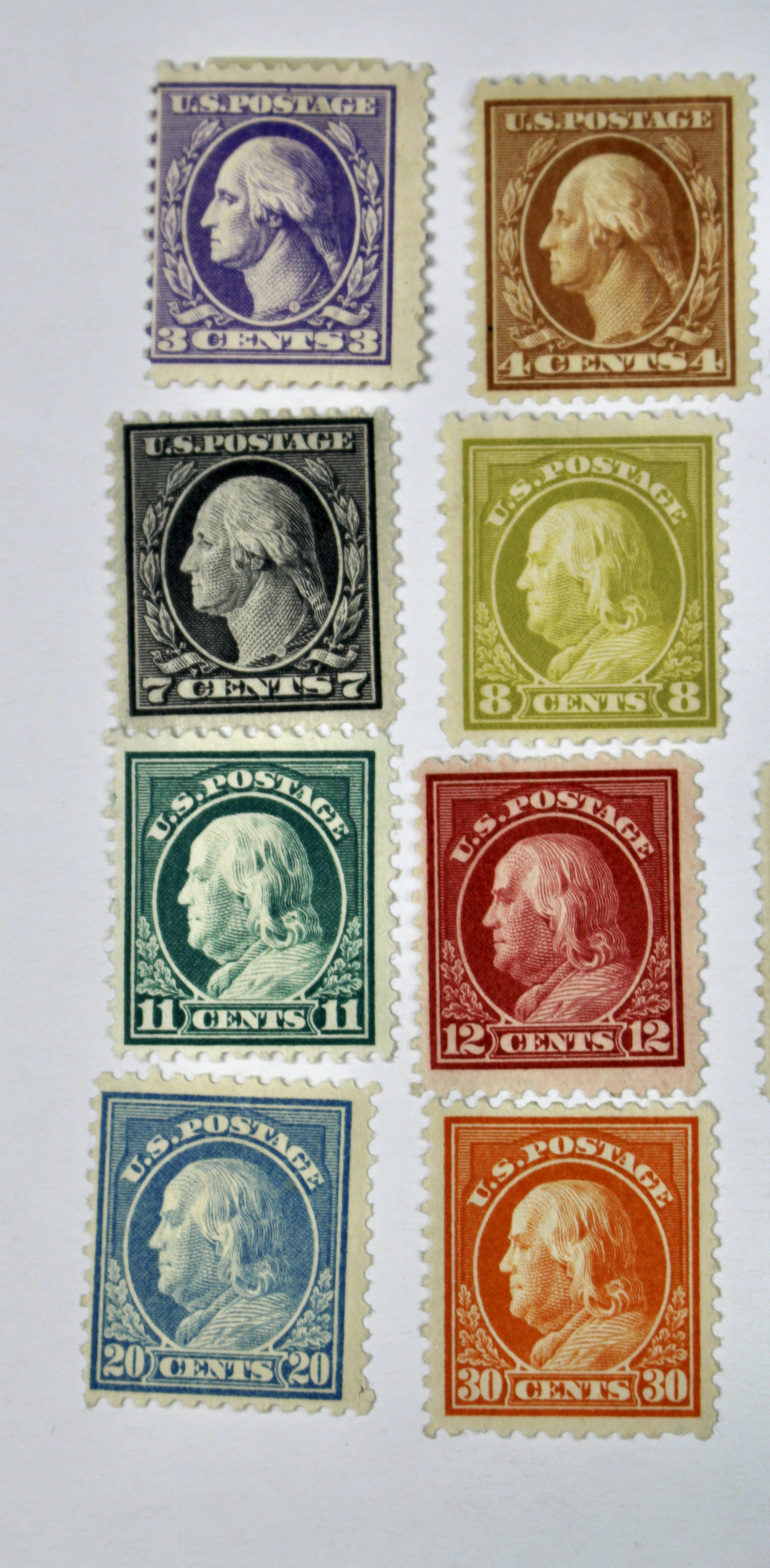 1917 to 1919 U.S. Regular Issue Mint Hinged Postage Stamps