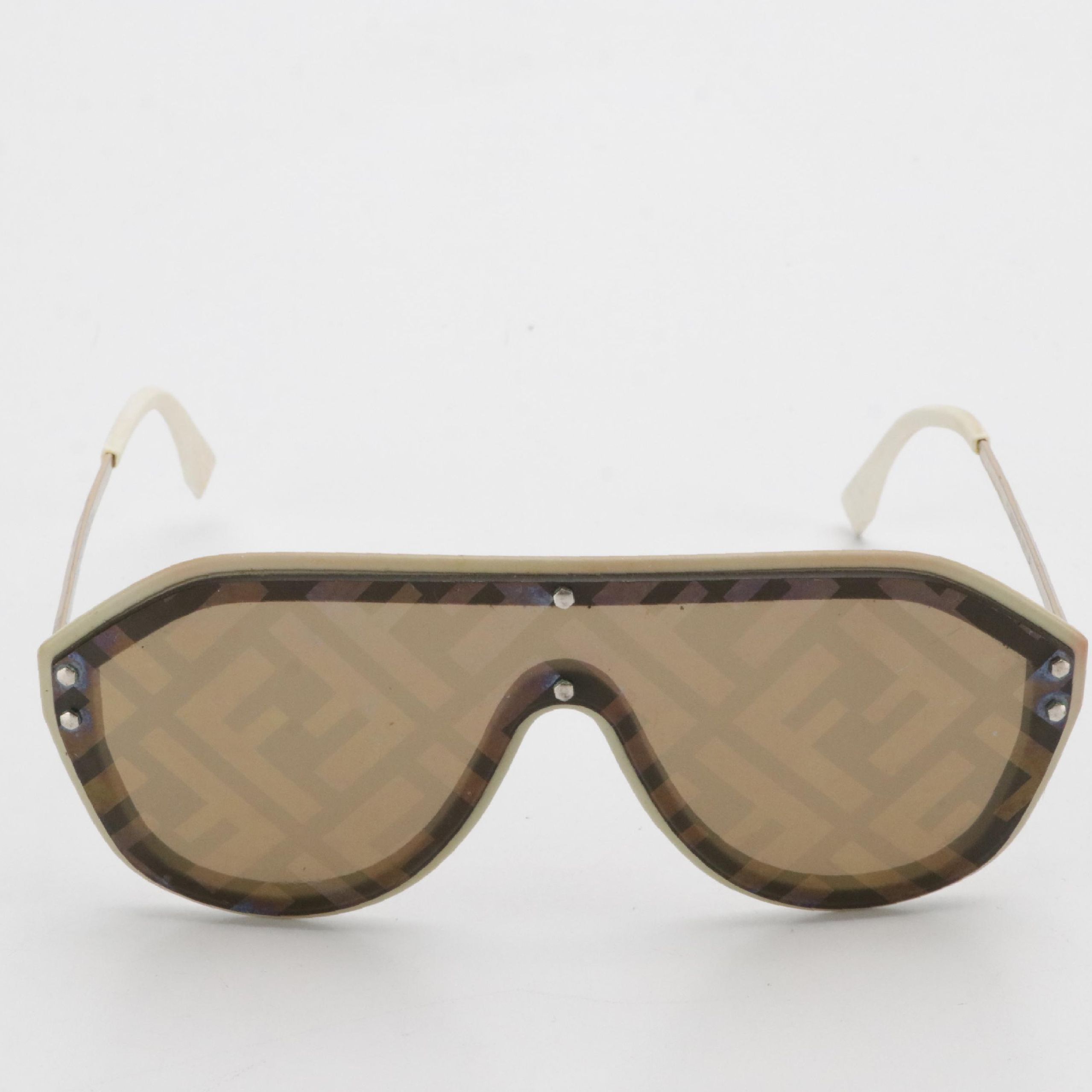Fendi FF Fabulous Shield Sunglasses in Brown and White