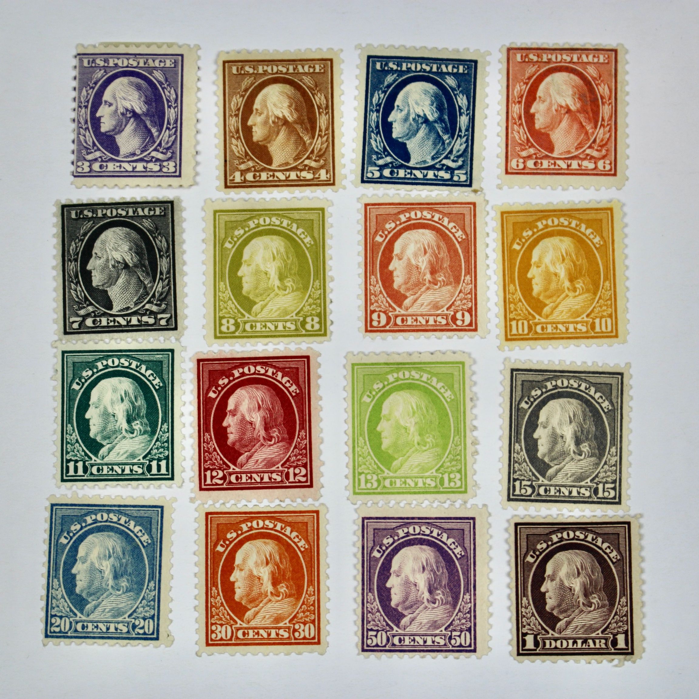 1917 to 1919 U.S. Regular Issue Mint Hinged Postage Stamps