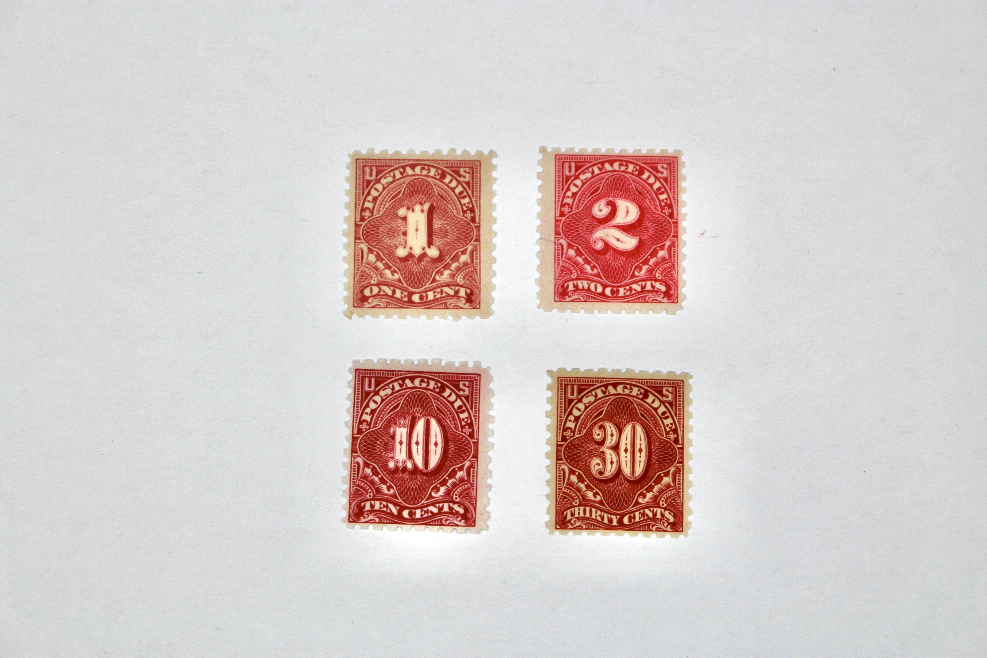 Four Mint Condition U.S. Postage Due Stamps, 1914