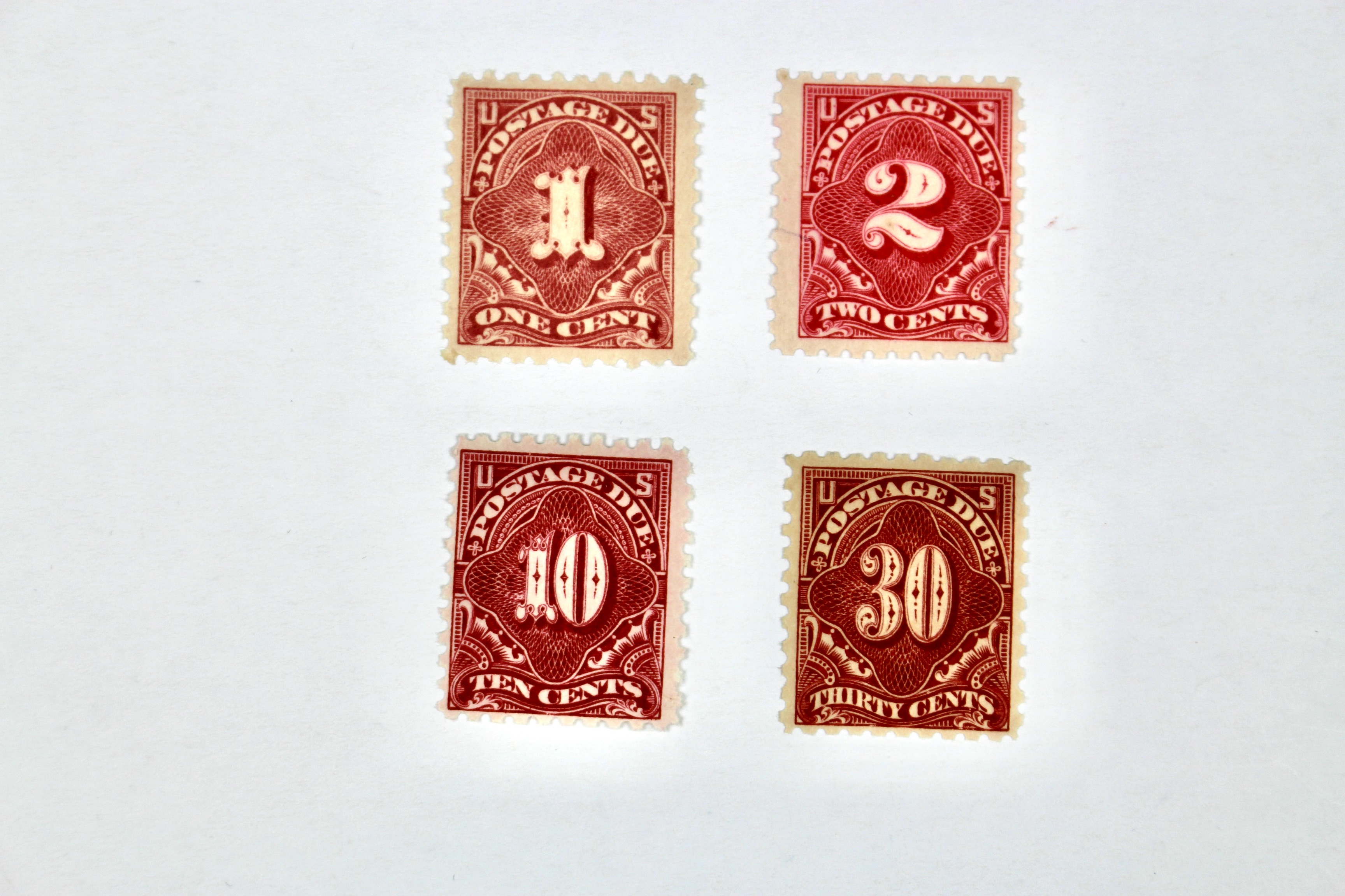 Four Mint Condition U.S. Postage Due Stamps, 1914