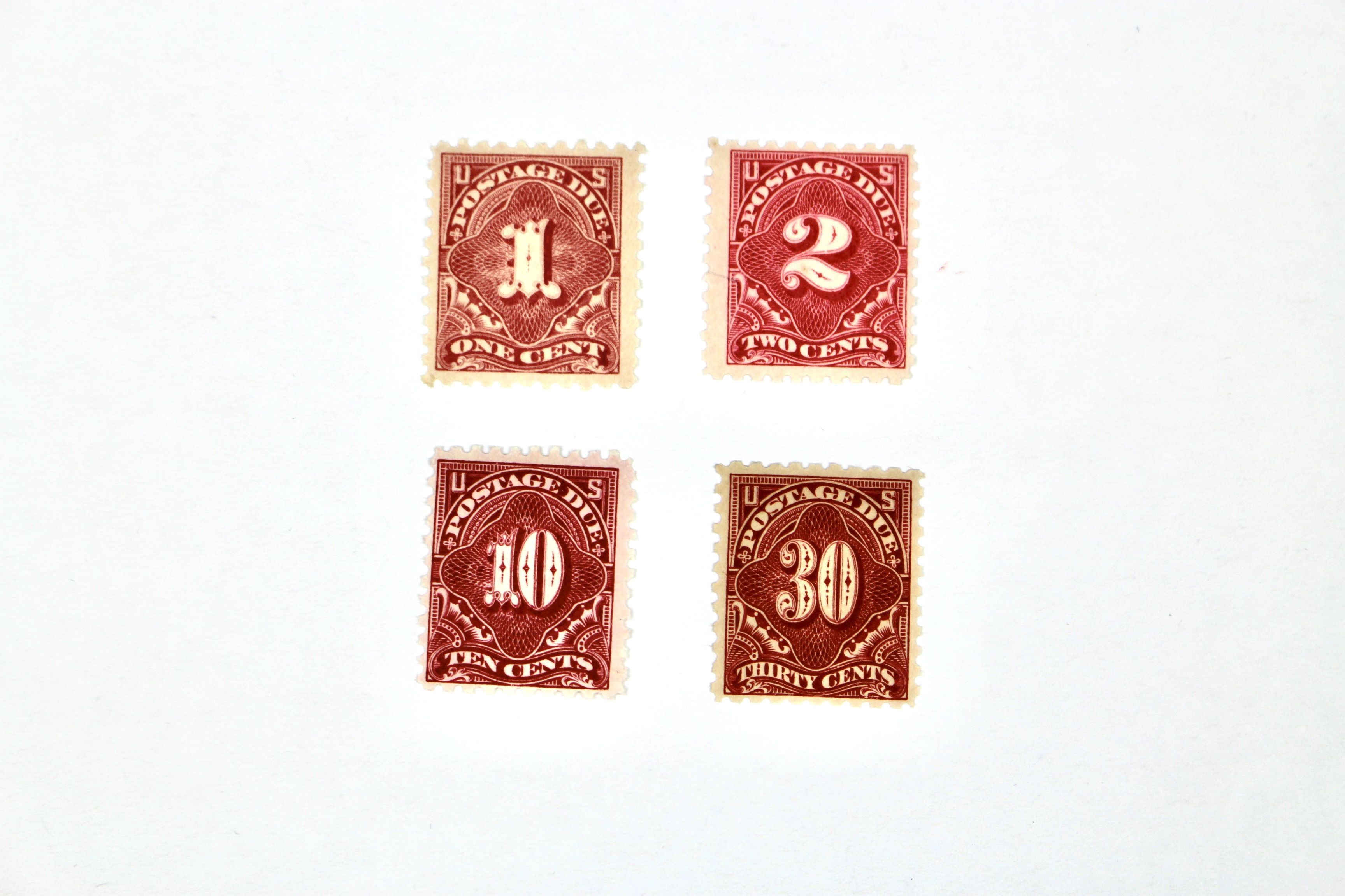 Four Mint Condition U.S. Postage Due Stamps, 1914