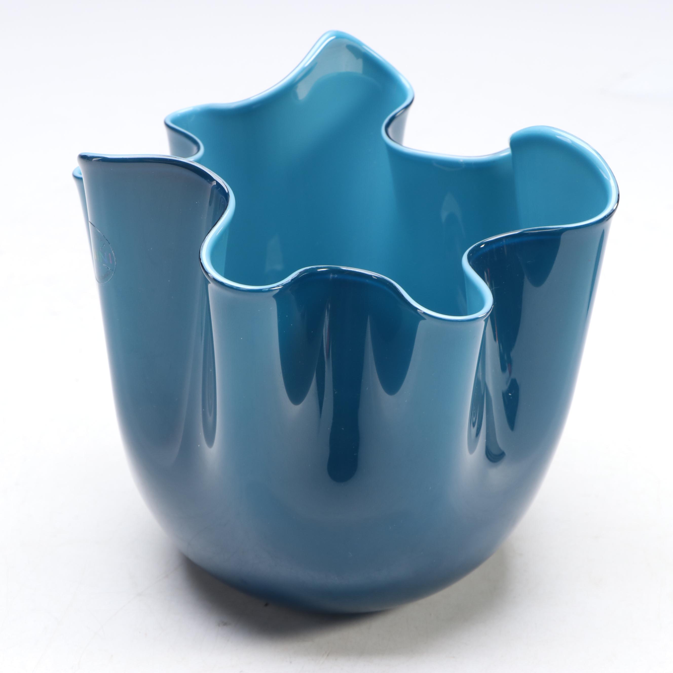 Fulvio Bianconi for Venini Opalino Fazzoletto Glass Vessel, 2016