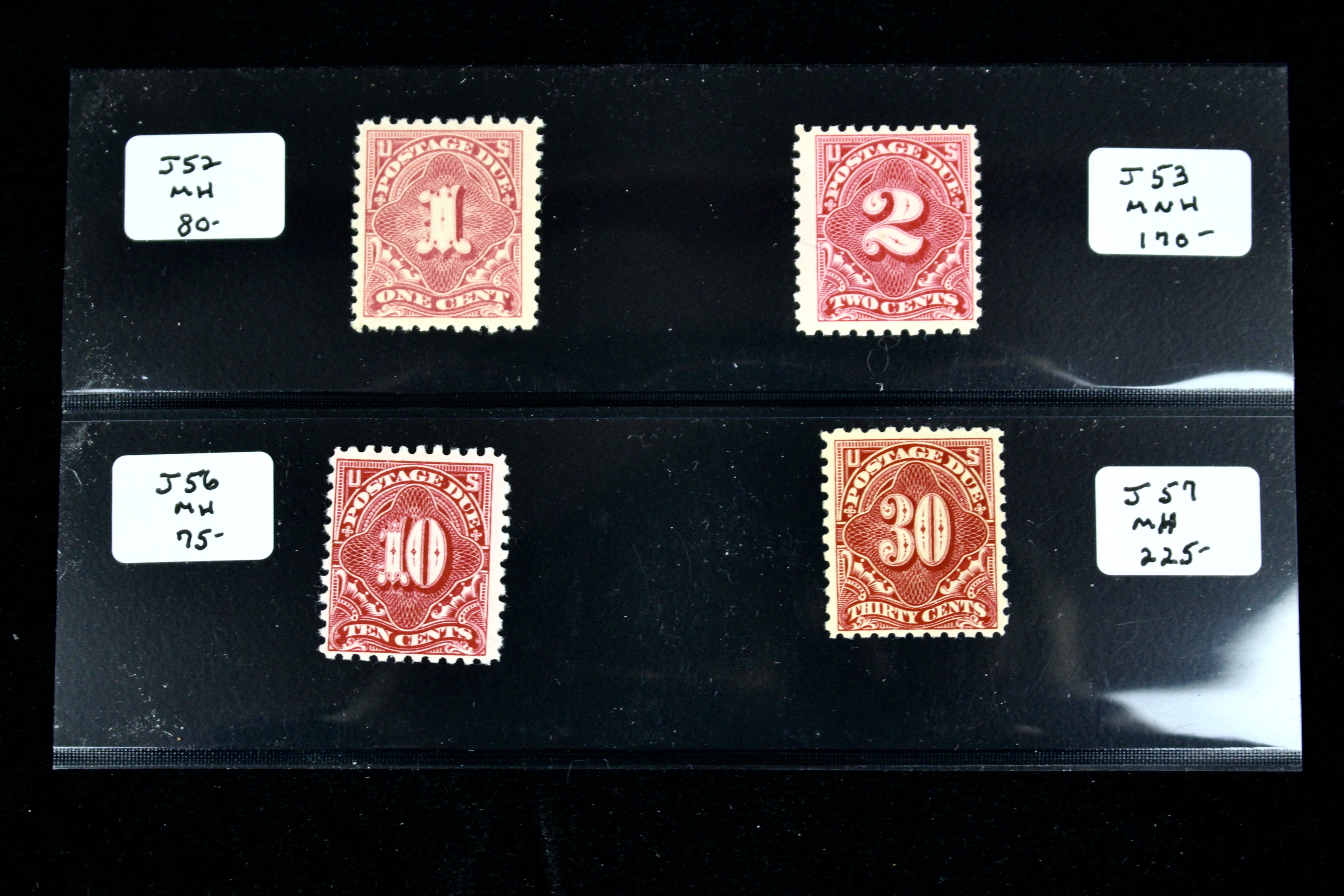 Four Mint Condition U.S. Postage Due Stamps, 1914