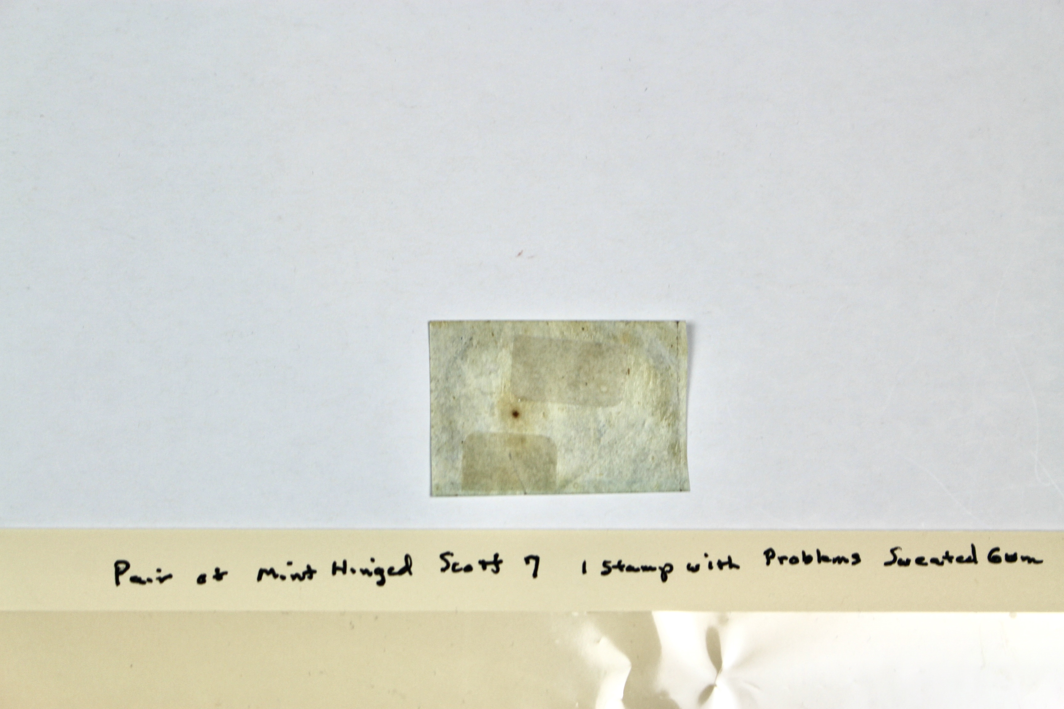 Pair of Mint Hinged Scott 7 1-Cent Franklin Stamps, 1851