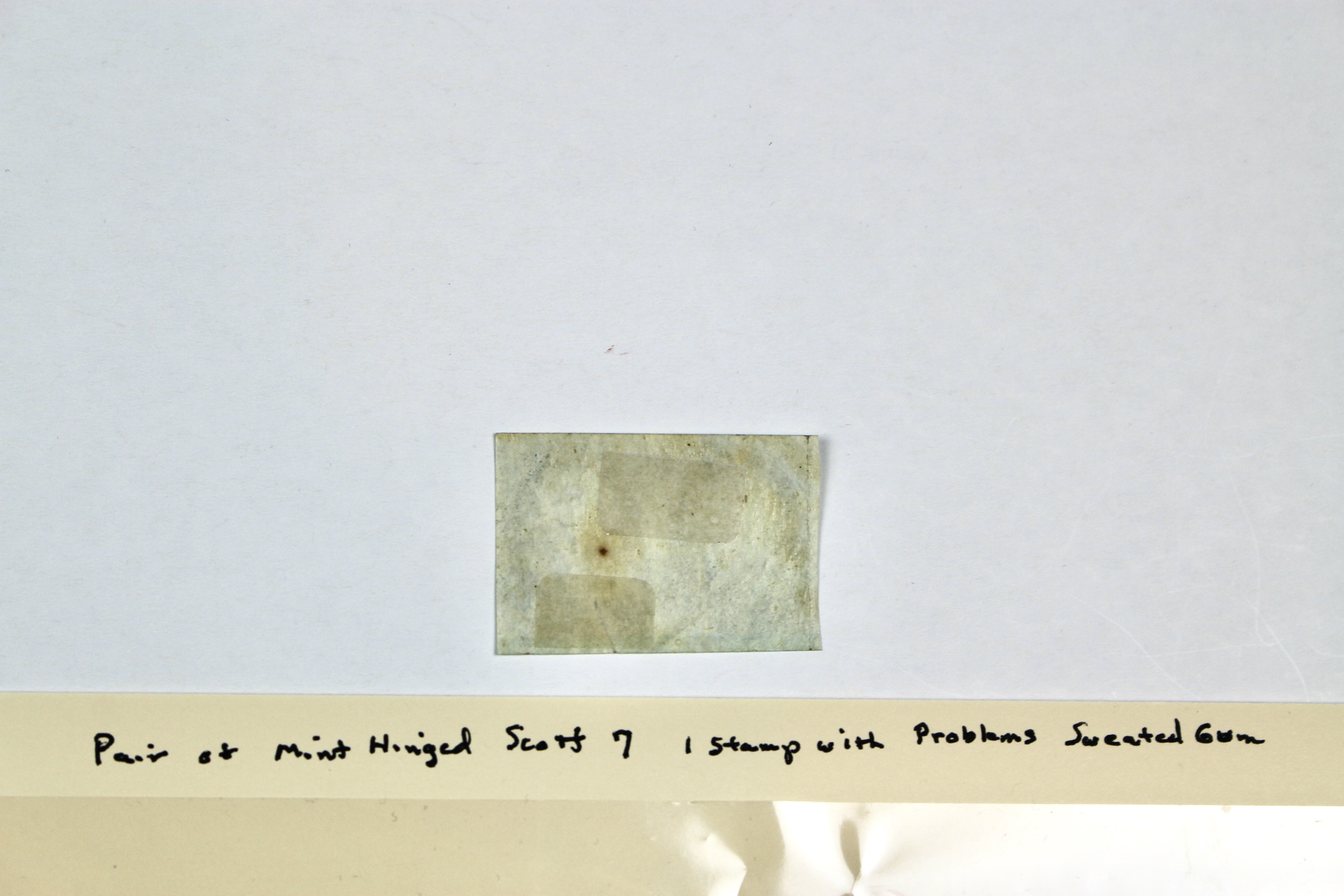 Pair of Mint Hinged Scott 7 1-Cent Franklin Stamps, 1851