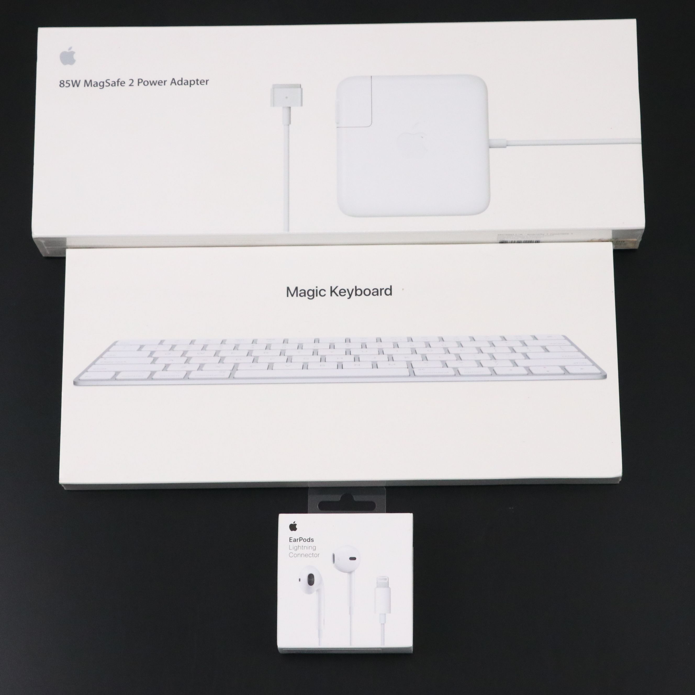 Apple Magic Keyboard, 85W MagSafe 2 Power Adapter and EarPods