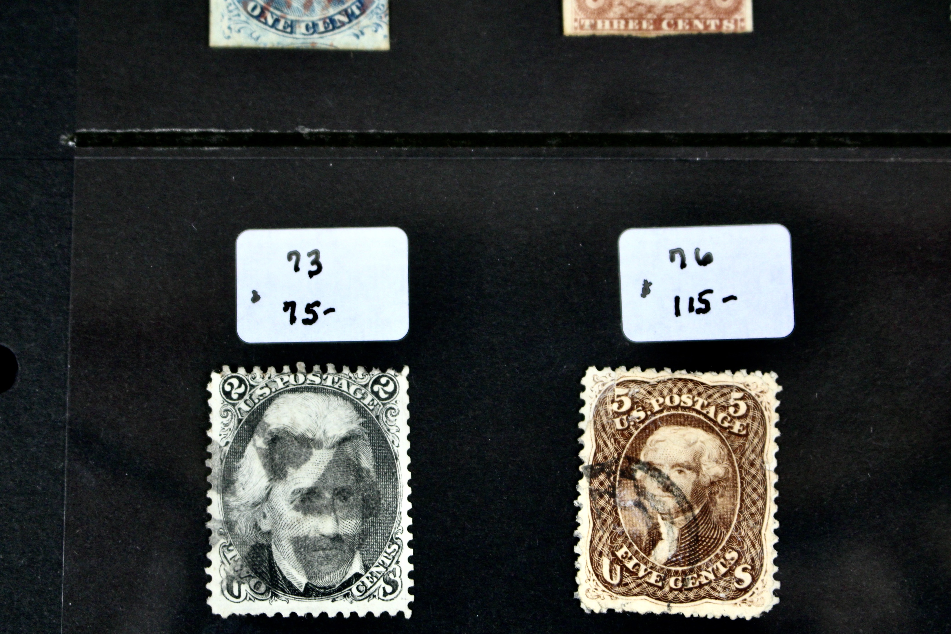 Sixteen Early Used U.S. Postage Stamps, 1851 to 1871