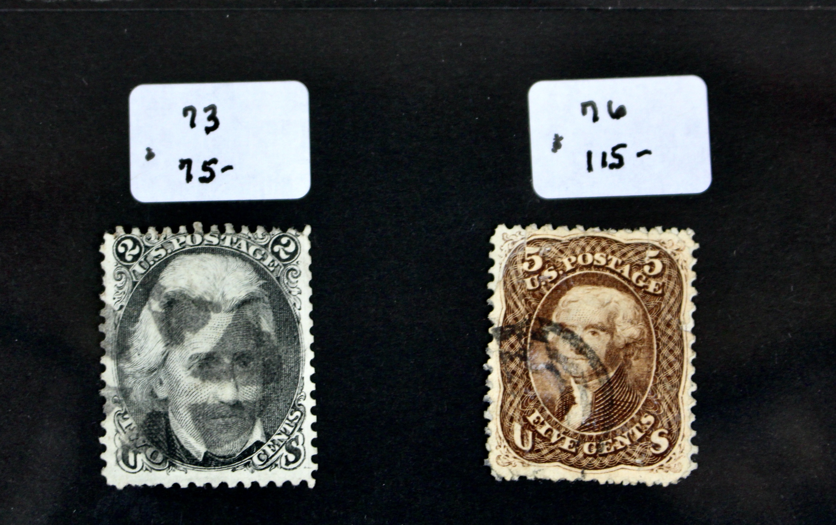 Sixteen Early Used U.S. Postage Stamps, 1851 to 1871