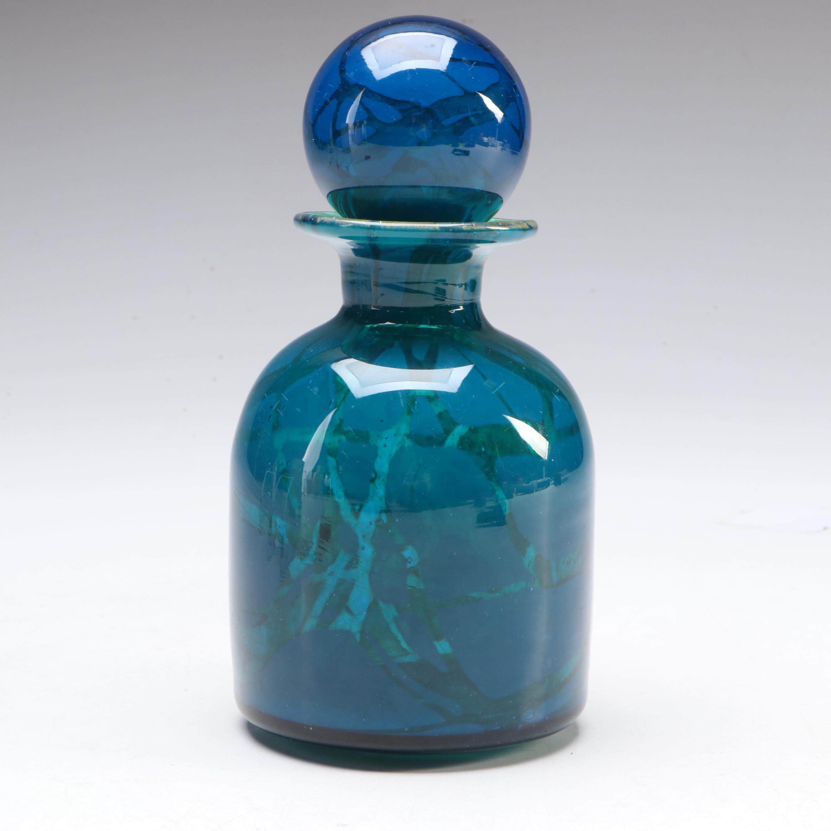 Maltese Mdina Glass "Sand and Sea" Art Glass Bottle with Stopper
