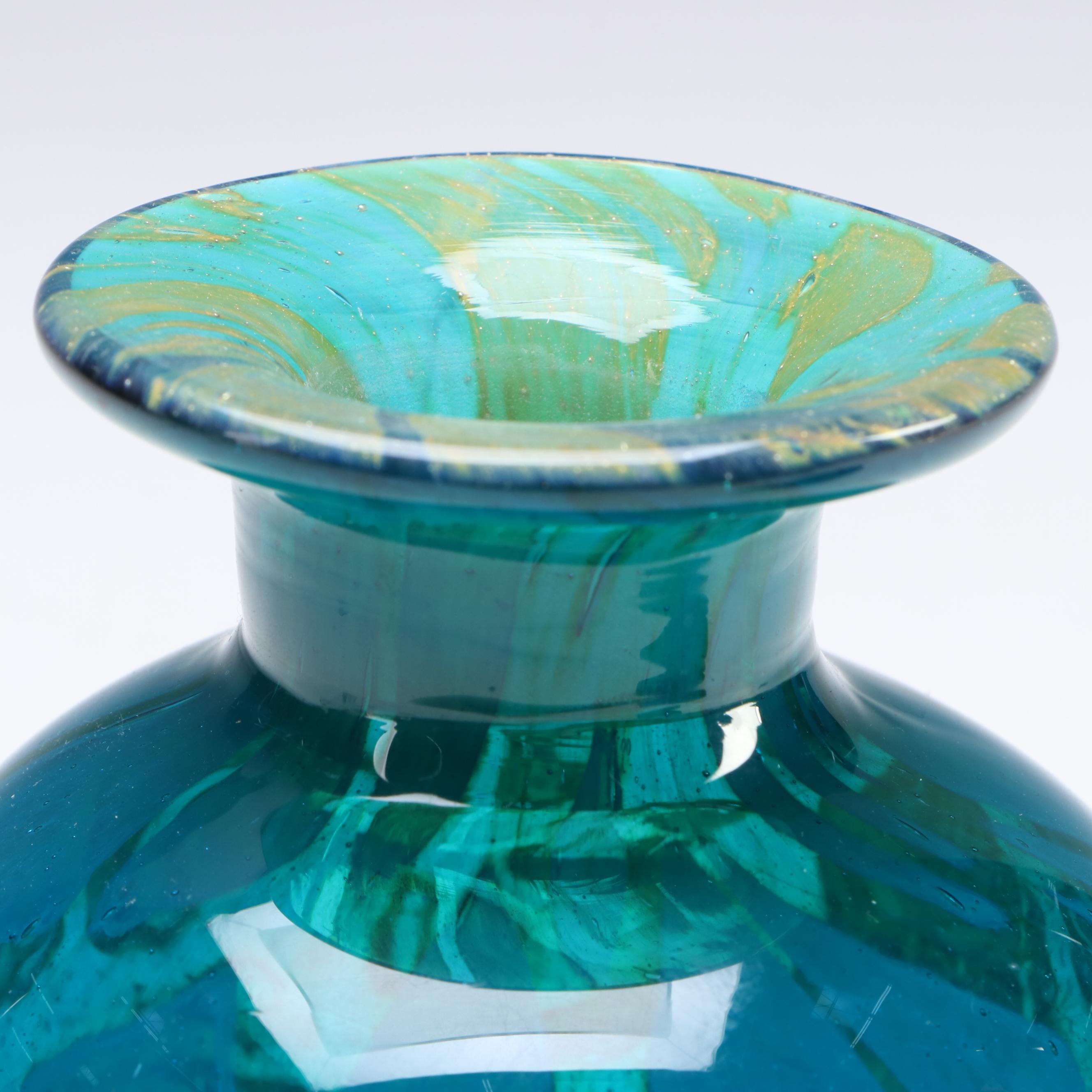 Maltese Mdina Glass "Sand and Sea" Art Glass Bottle with Stopper