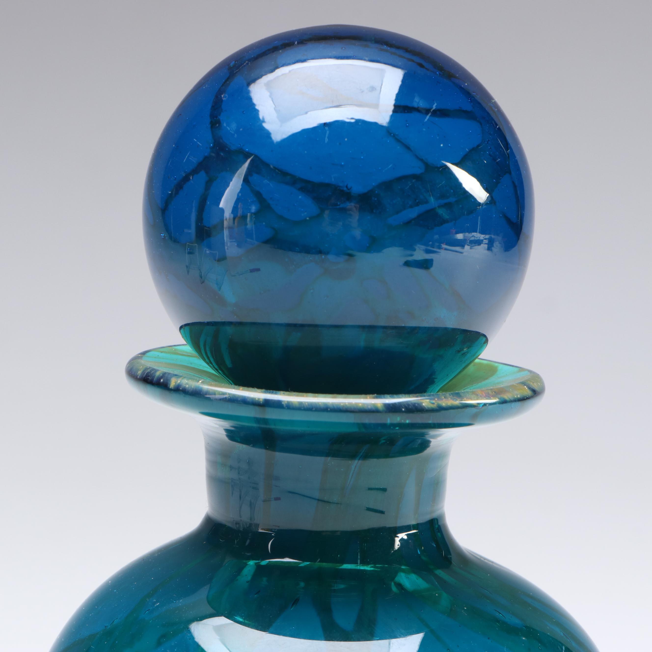 Maltese Mdina Glass "Sand and Sea" Art Glass Bottle with Stopper