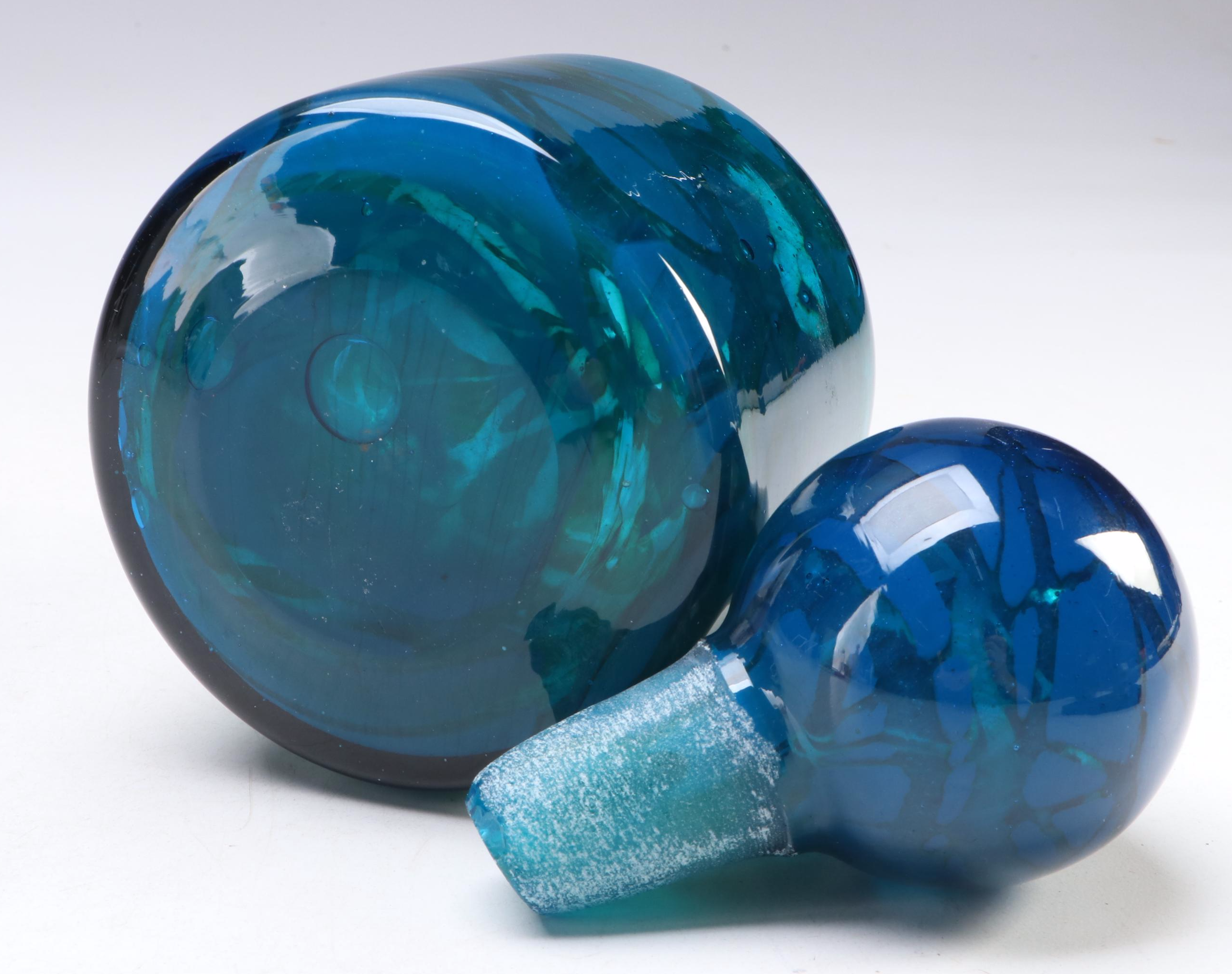 Maltese Mdina Glass "Sand and Sea" Art Glass Bottle with Stopper