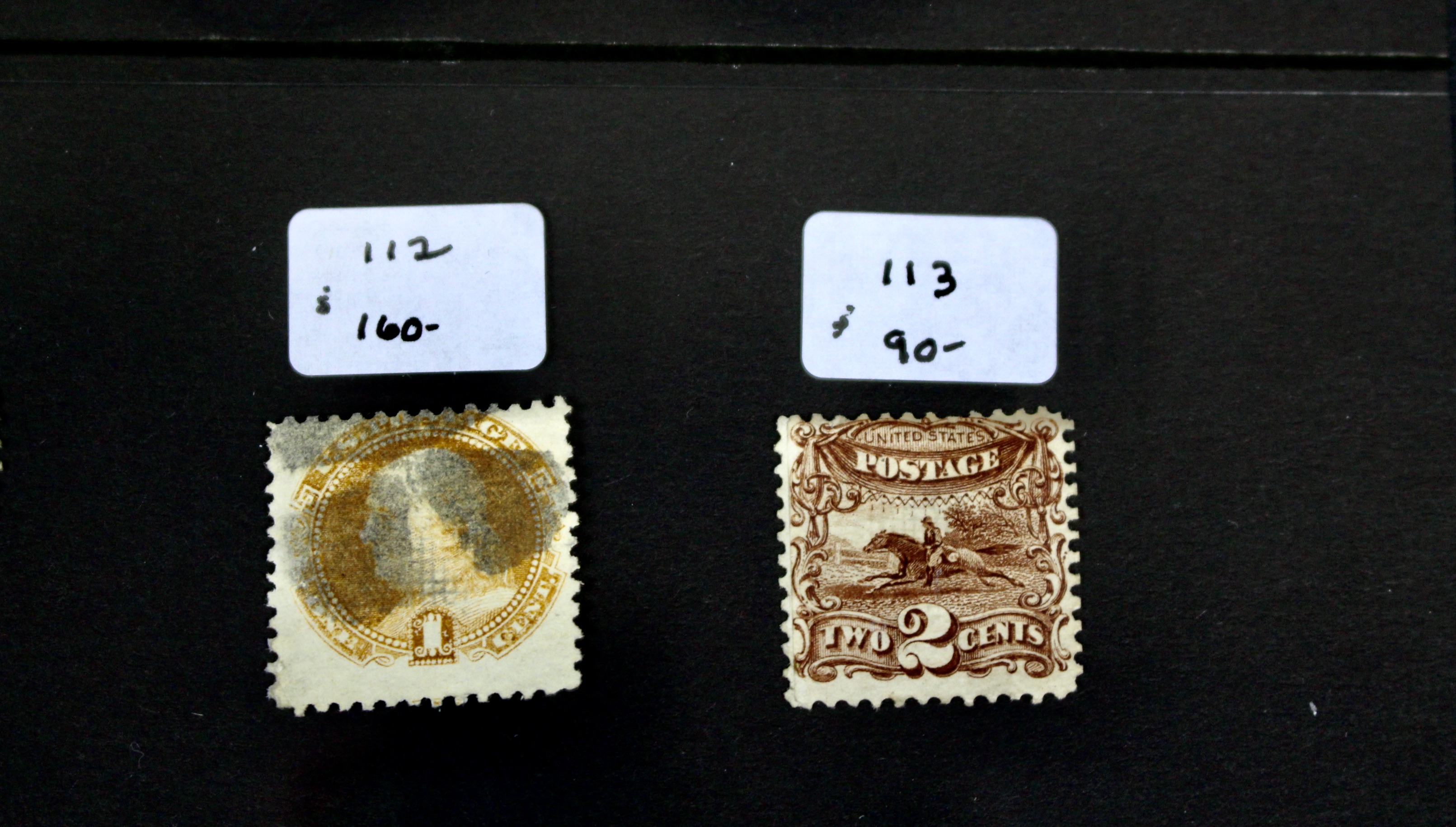 Sixteen Early Used U.S. Postage Stamps, 1851 to 1871