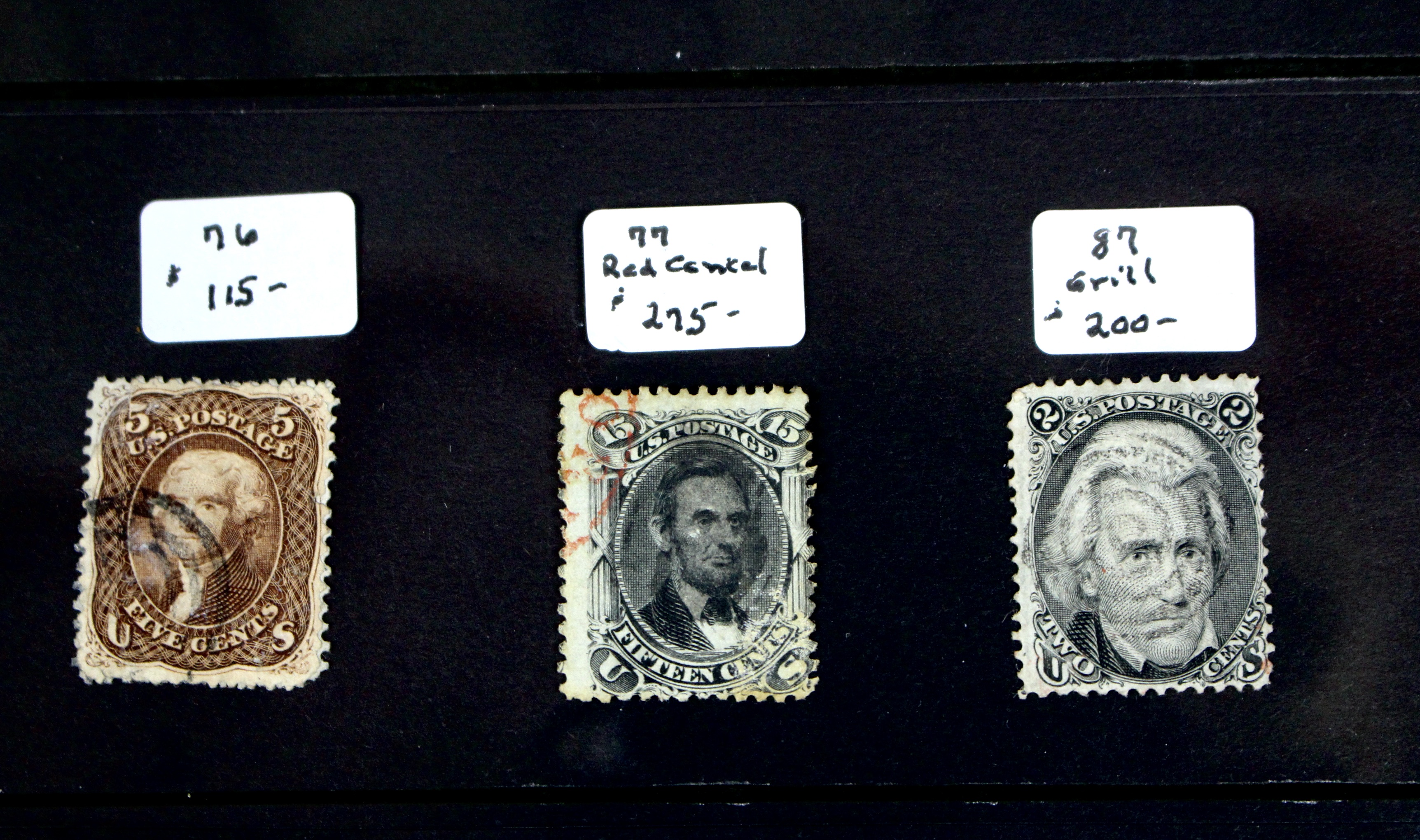 Sixteen Early Used U.S. Postage Stamps, 1851 to 1871