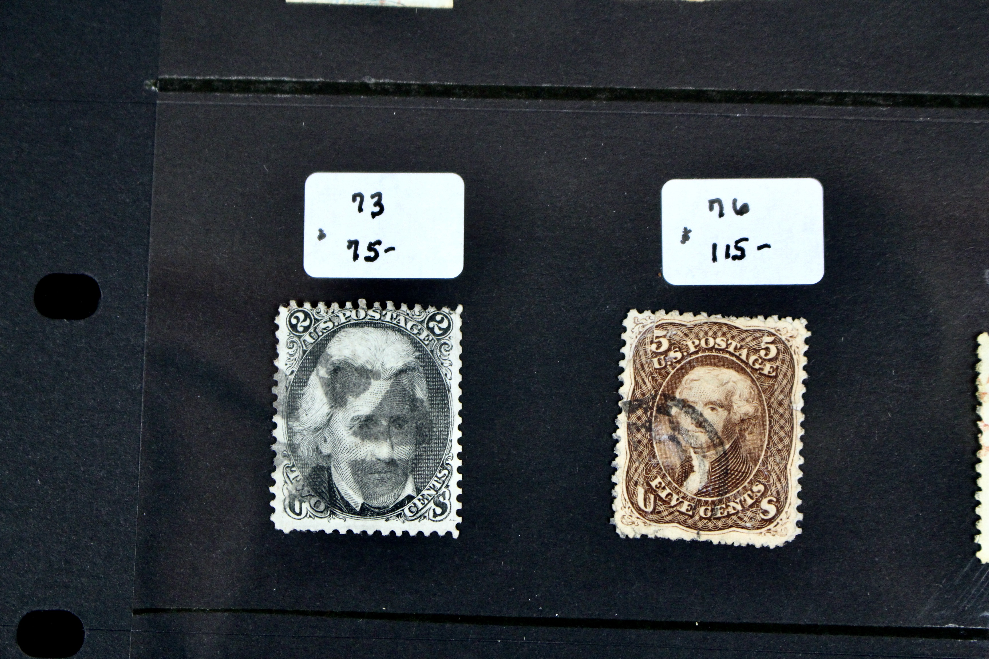 Sixteen Early Used U.S. Postage Stamps, 1851 to 1871