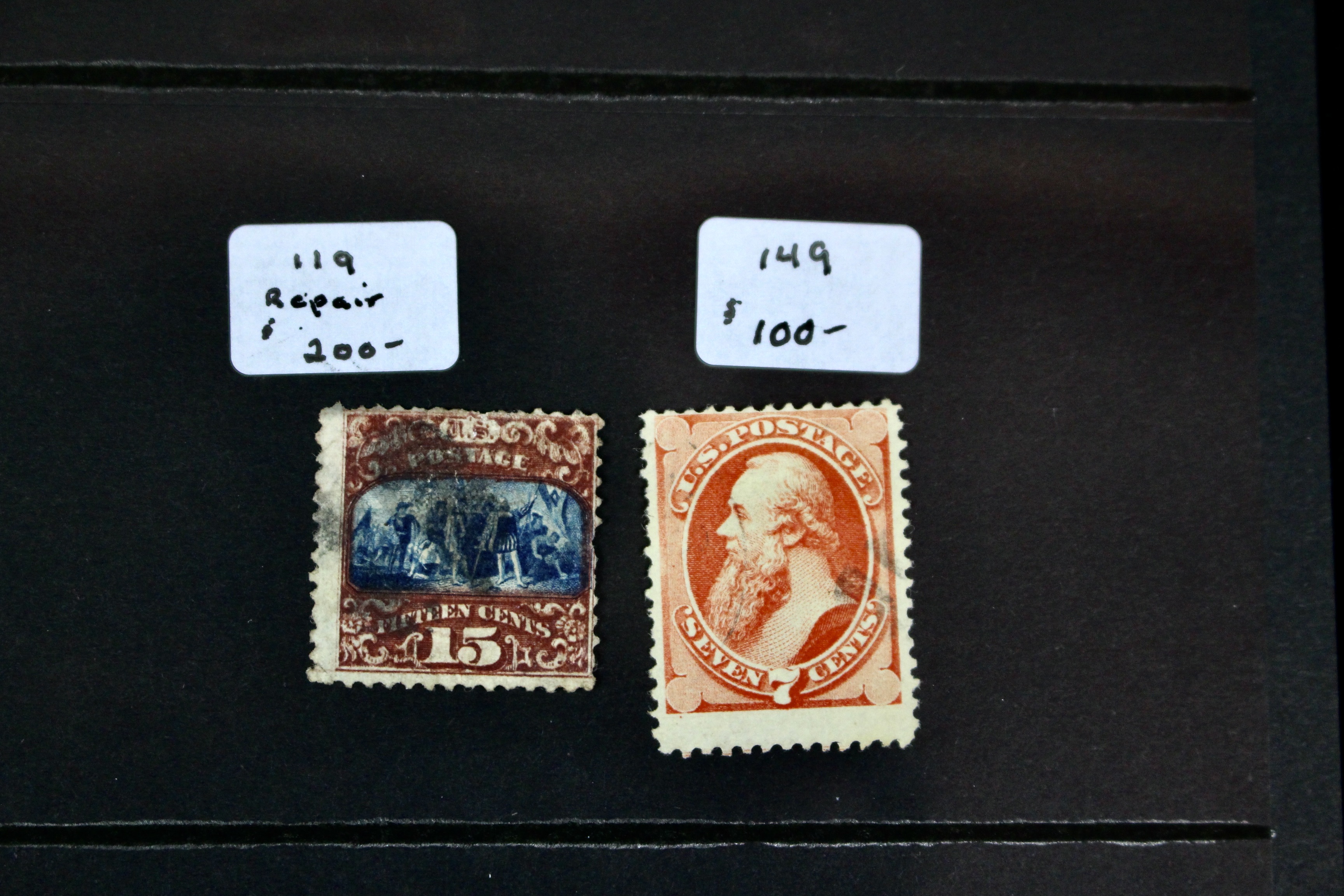 Sixteen Early Used U.S. Postage Stamps, 1851 to 1871