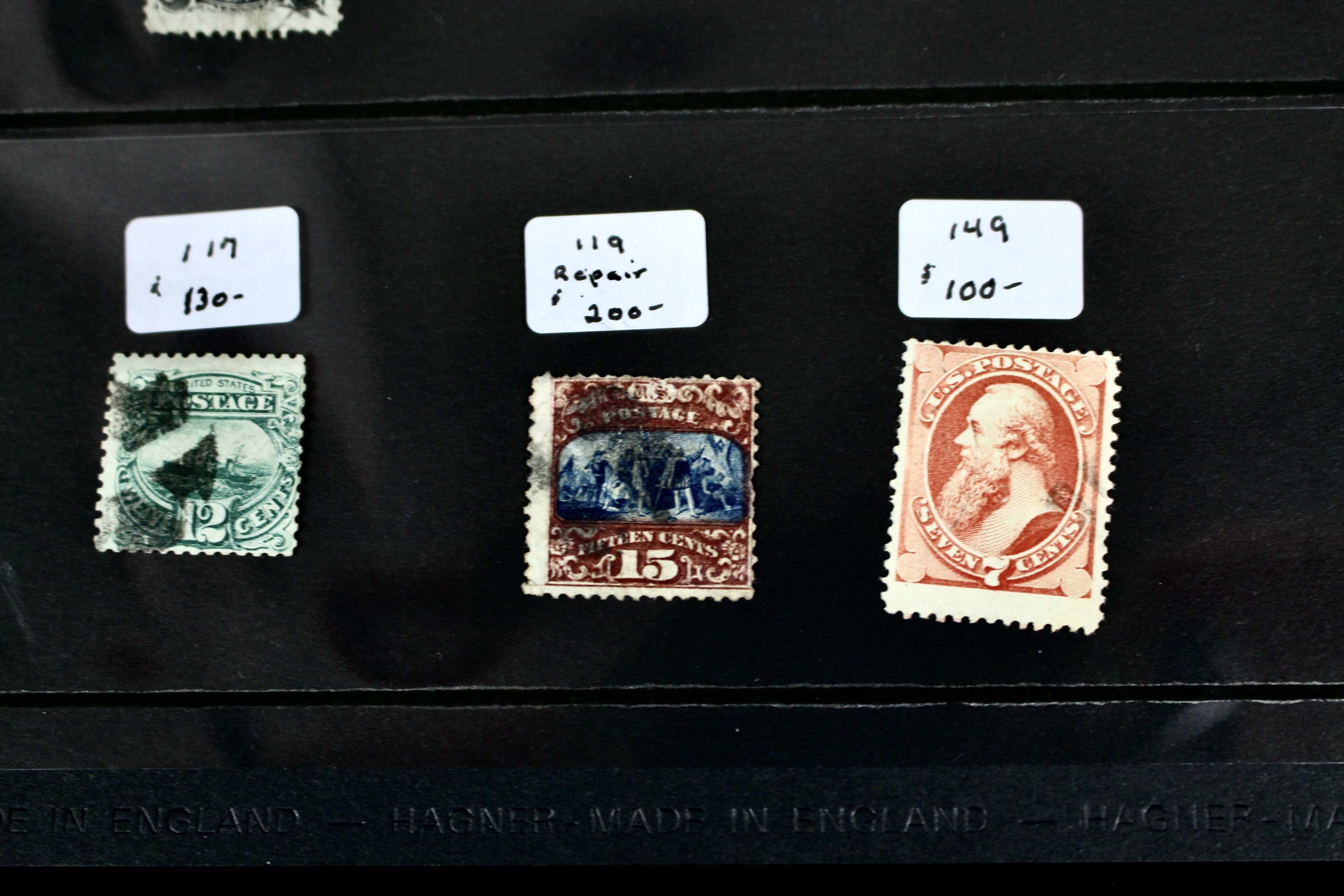 Sixteen Early Used U.S. Postage Stamps, 1851 to 1871