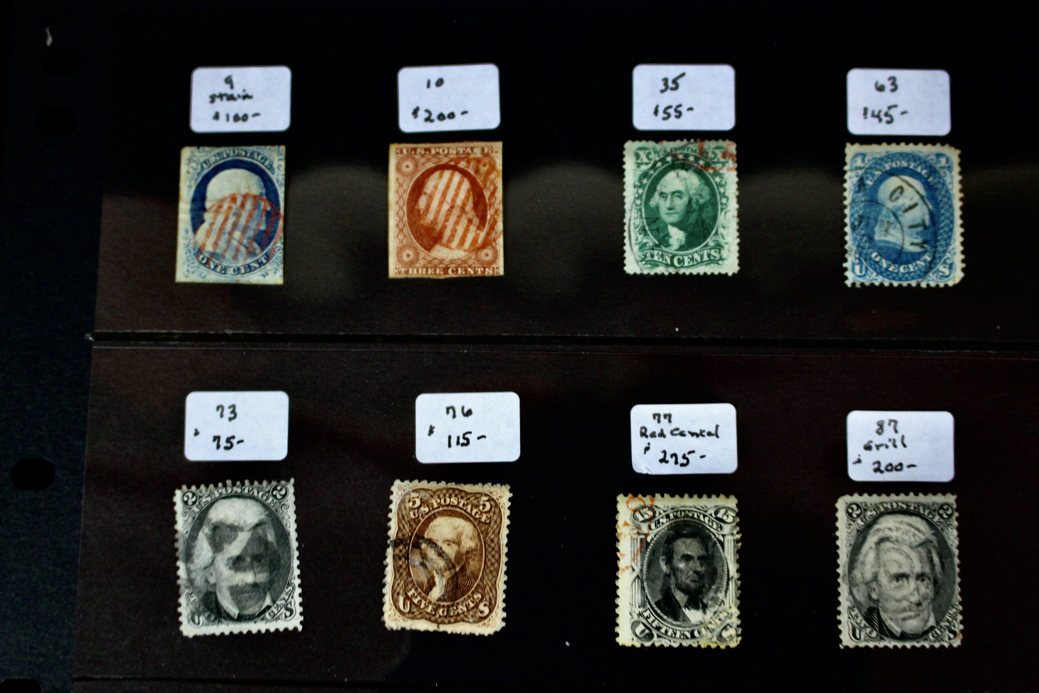 Sixteen Early Used U.S. Postage Stamps, 1851 to 1871