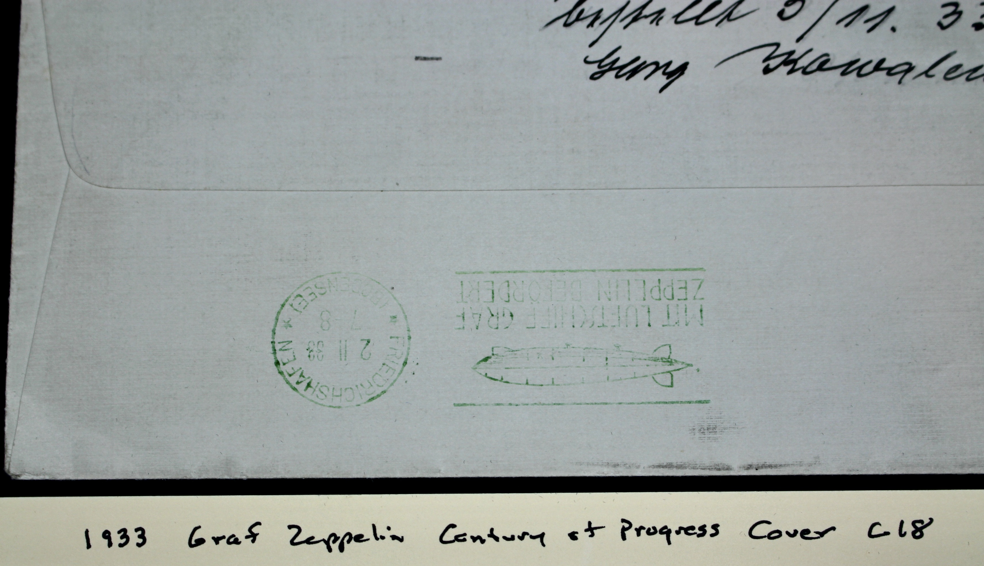 1933 Graf Zeppelin Century of Progress Postal Cover, Including C18 Stamp