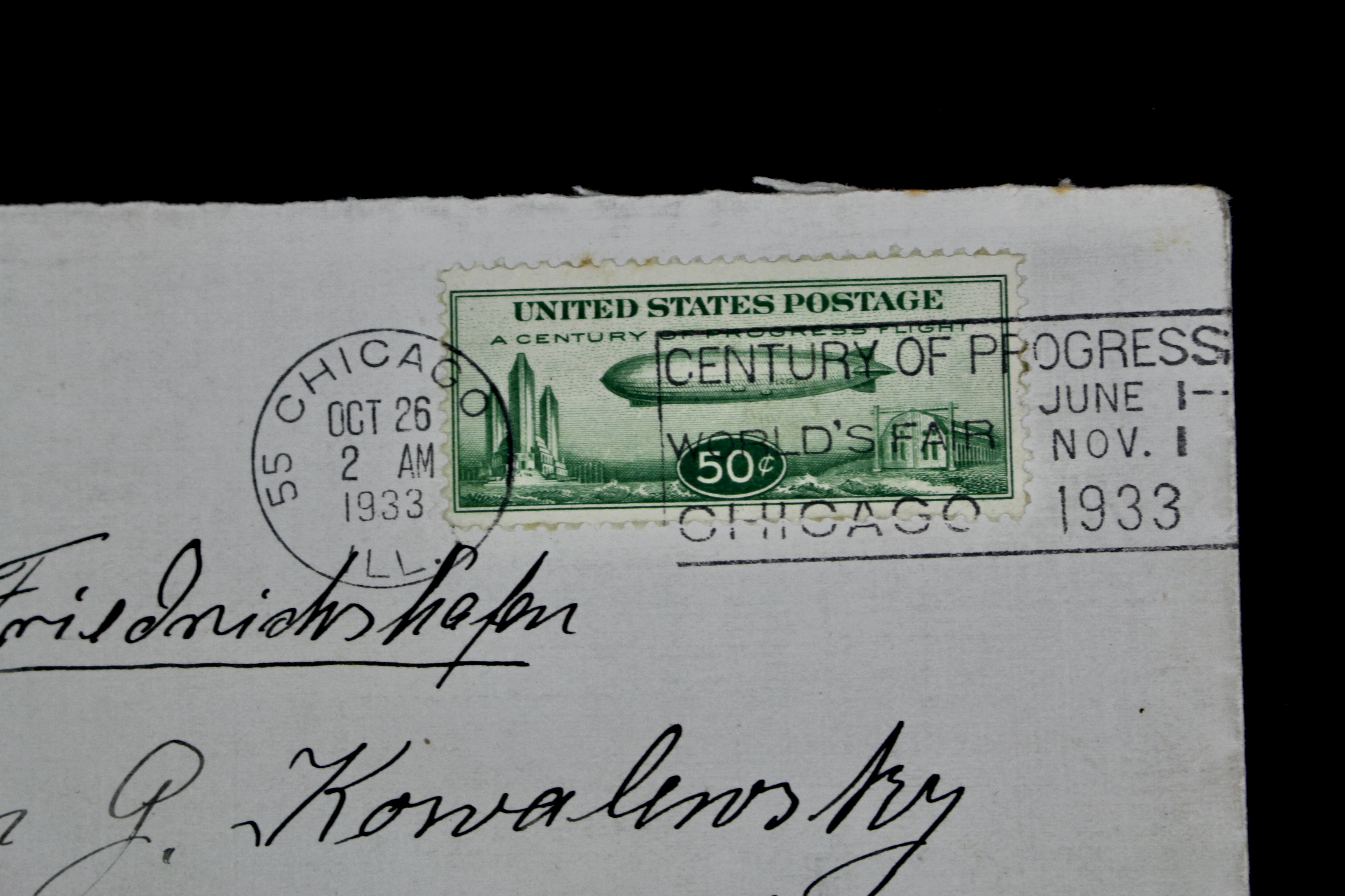 1933 Graf Zeppelin Century of Progress Postal Cover, Including C18 Stamp
