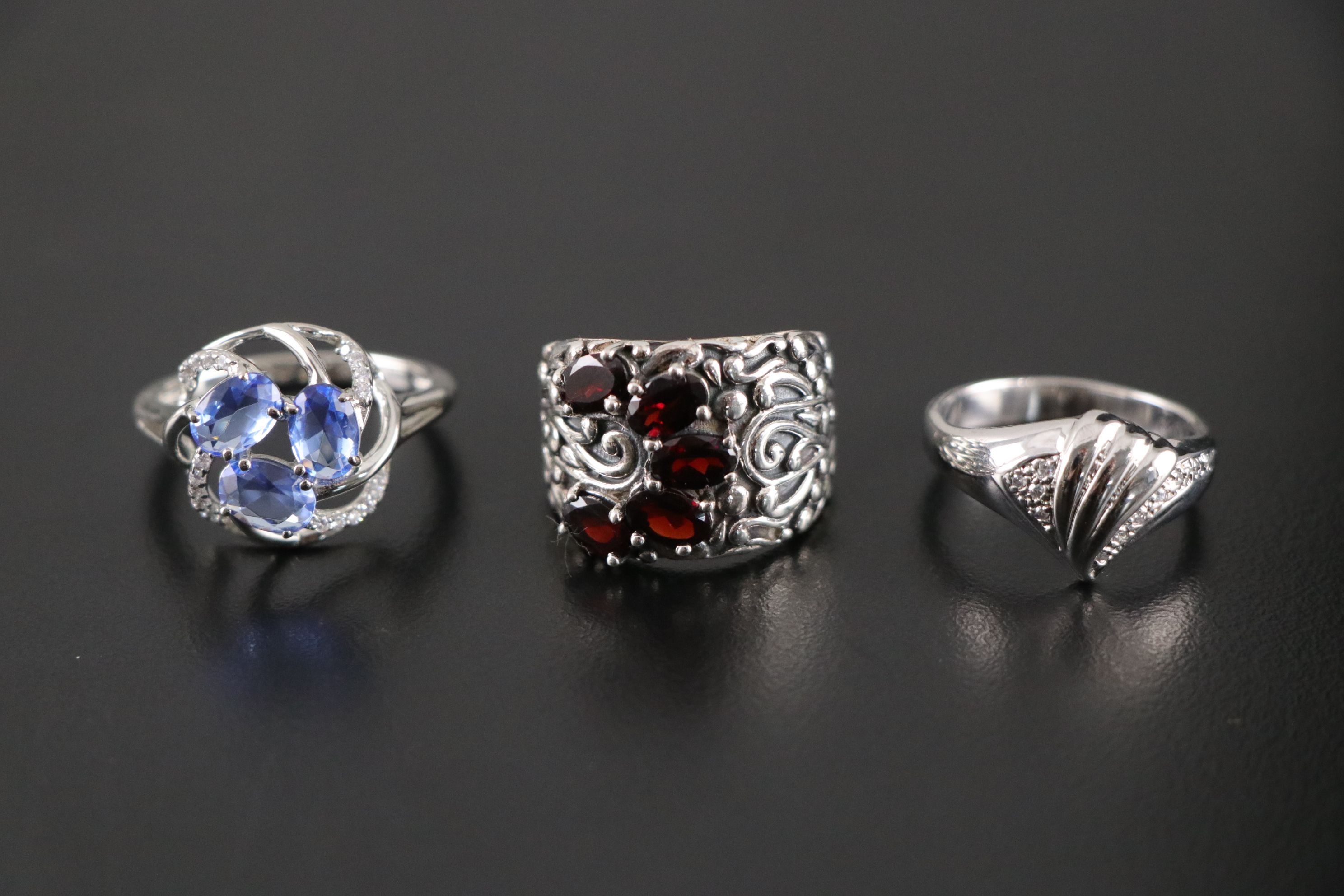 14 Assorted Sterling Silver Rings, Necklaces and Earrings