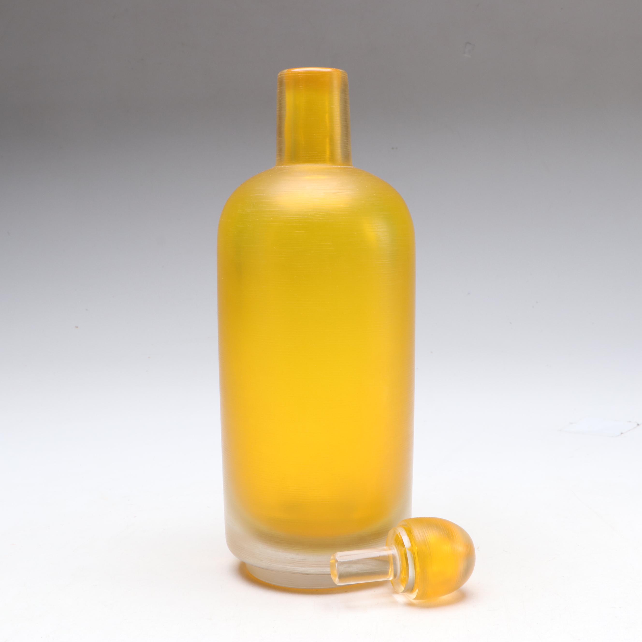 Venini Italian Amber Art Glass Bottle, 2013