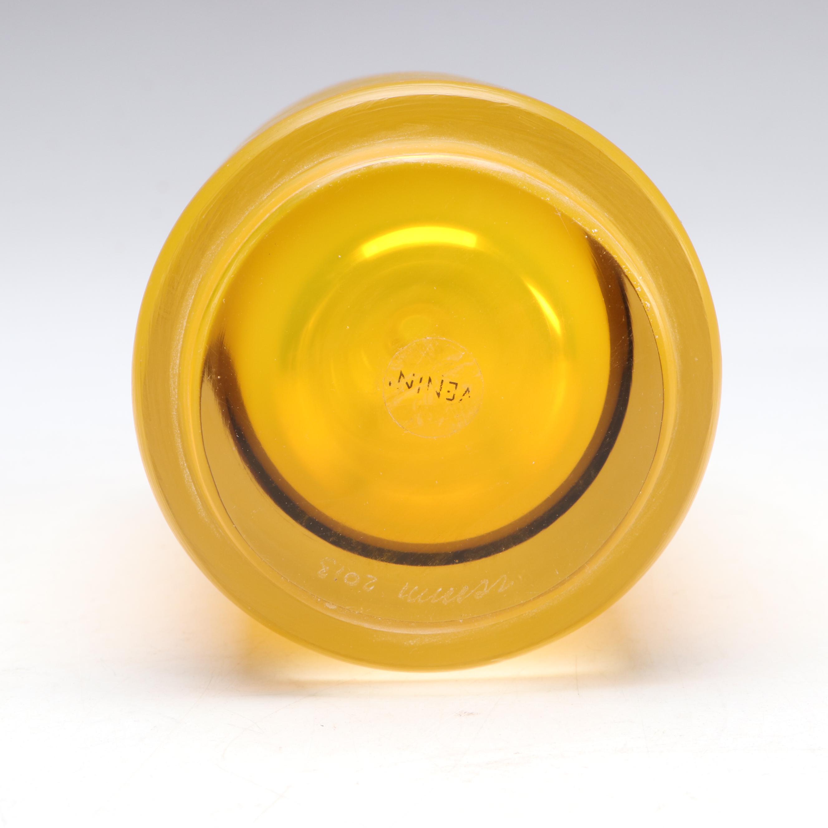 Venini Italian Amber Art Glass Bottle, 2013