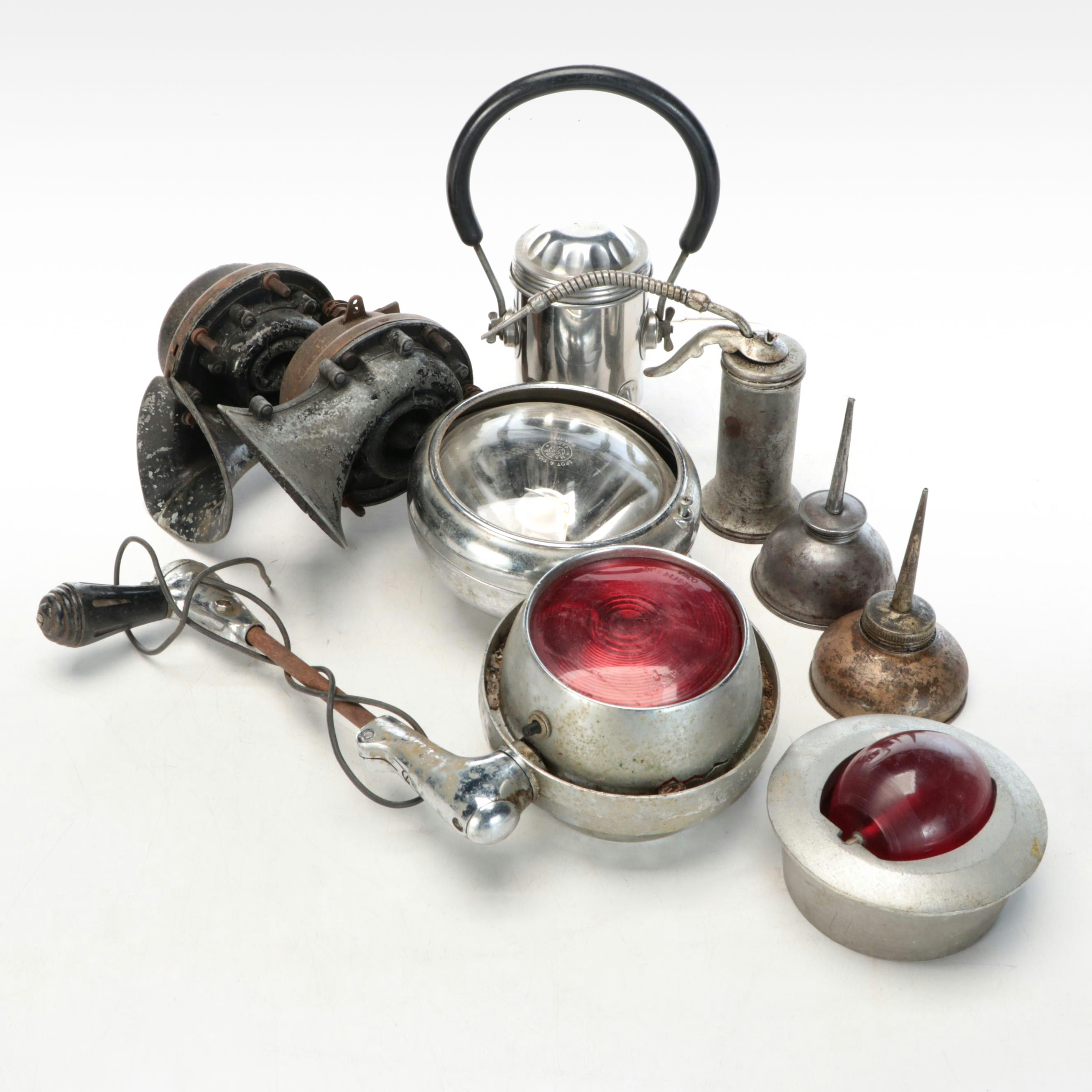 Conger Lantern with General Electric Spot Lights and Oil Funnels and Can