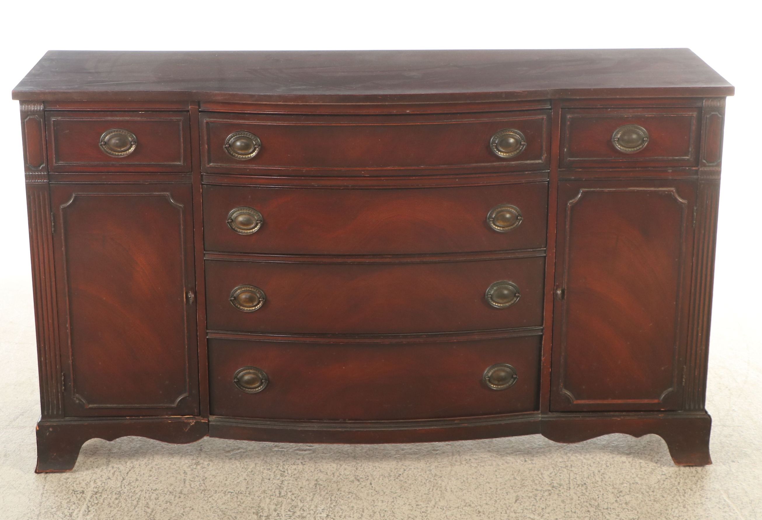 Duncan Phyfe Style Mahogany Bow-Front Buffet, Mid-20th Century