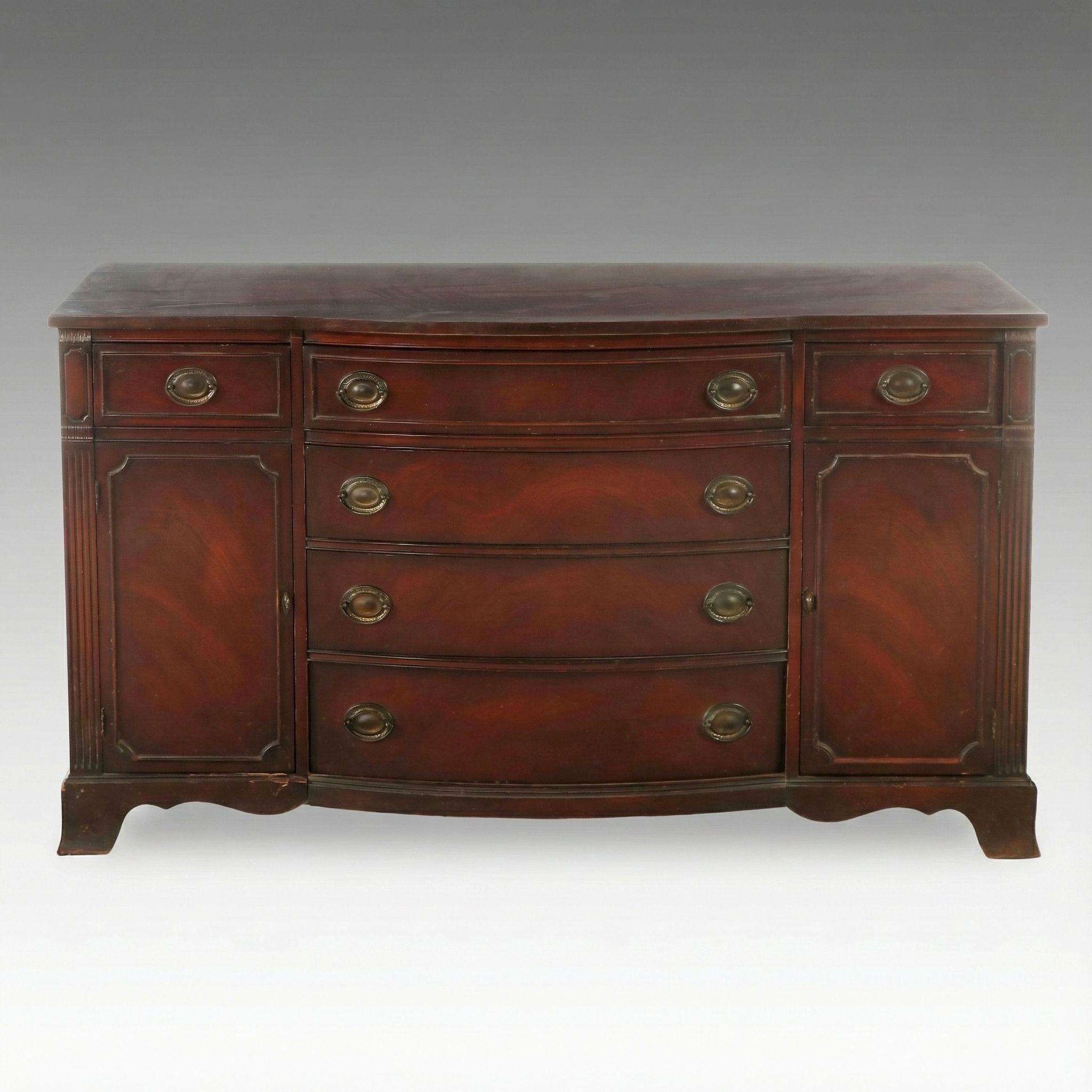 Duncan Phyfe Style Mahogany Bow-Front Buffet, Mid-20th Century