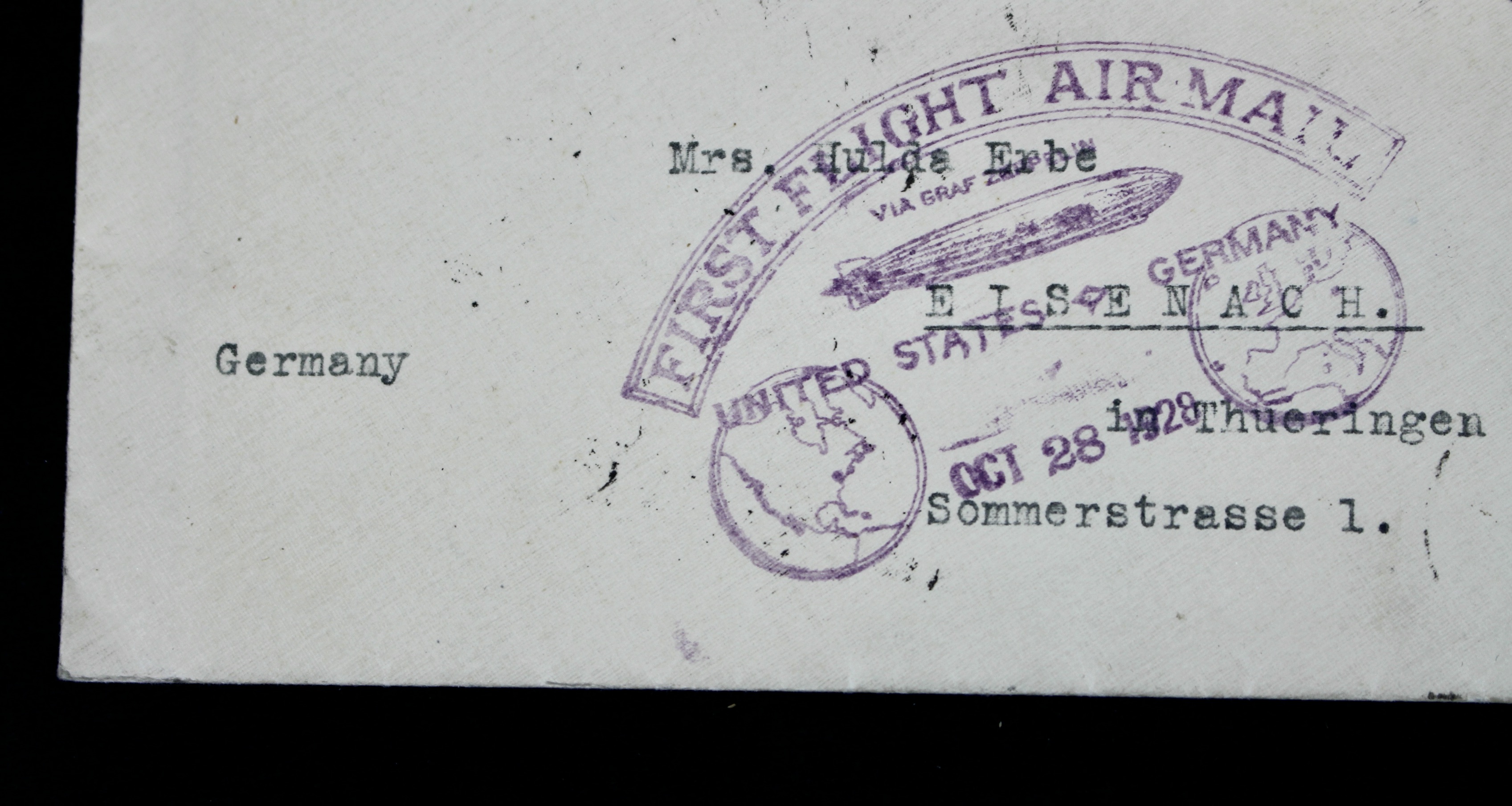 1928 Graf Zeppelin Postal Cover, 1st Flight to Germany, Scott 571 $1 Stamp