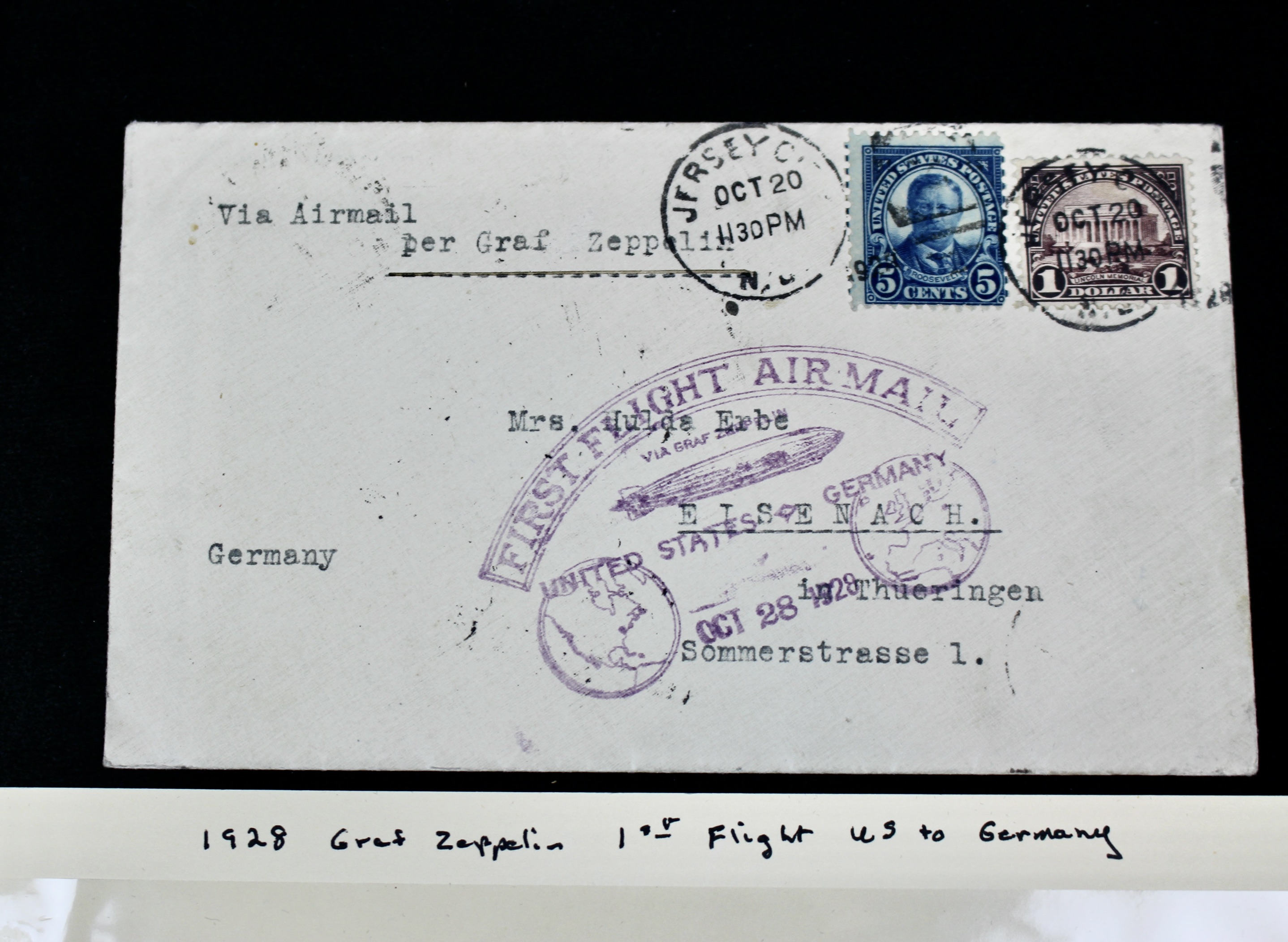 1928 Graf Zeppelin Postal Cover, 1st Flight to Germany, Scott 571 $1 Stamp