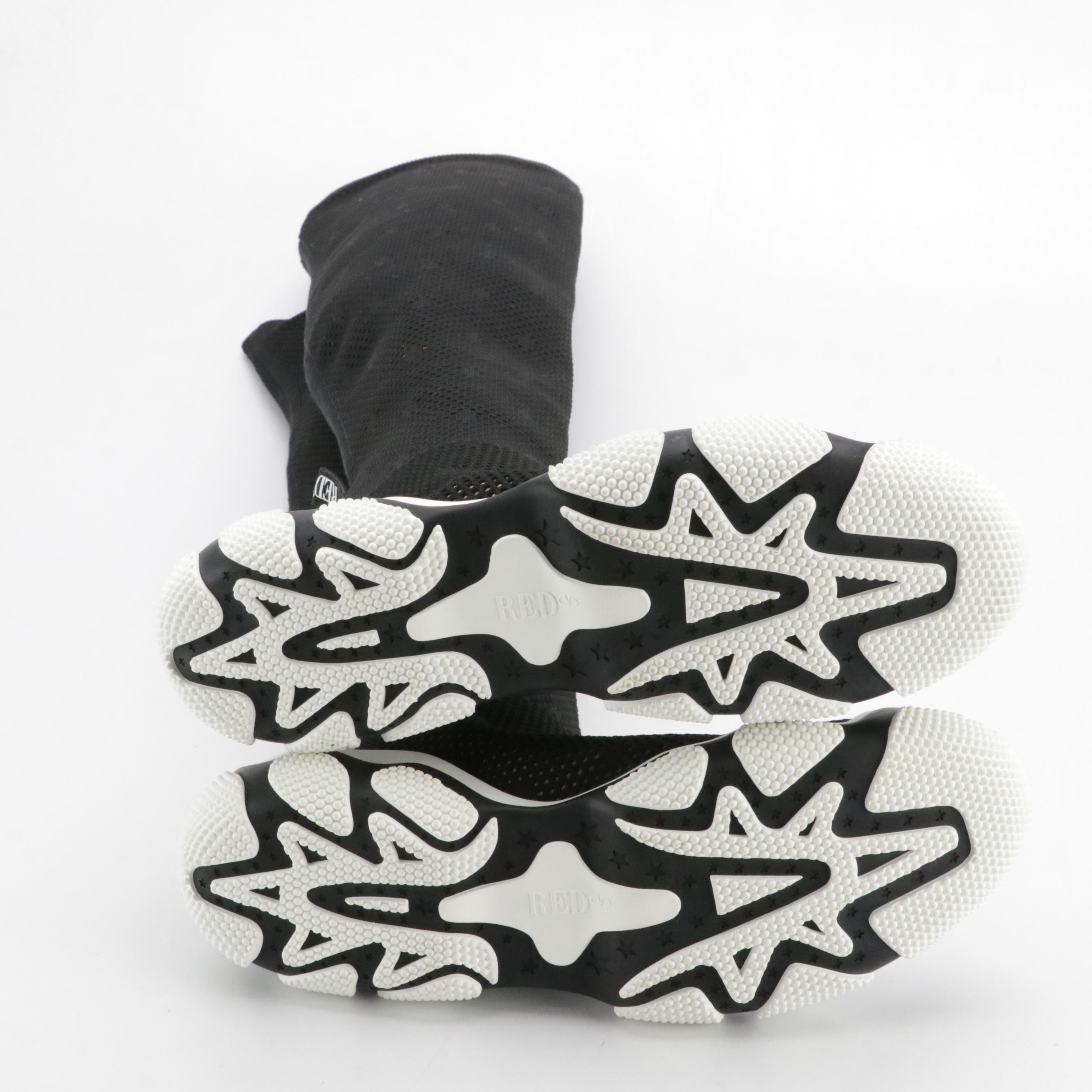 RED Valentino Monogram-Trimmed Mesh Knee-High Boots